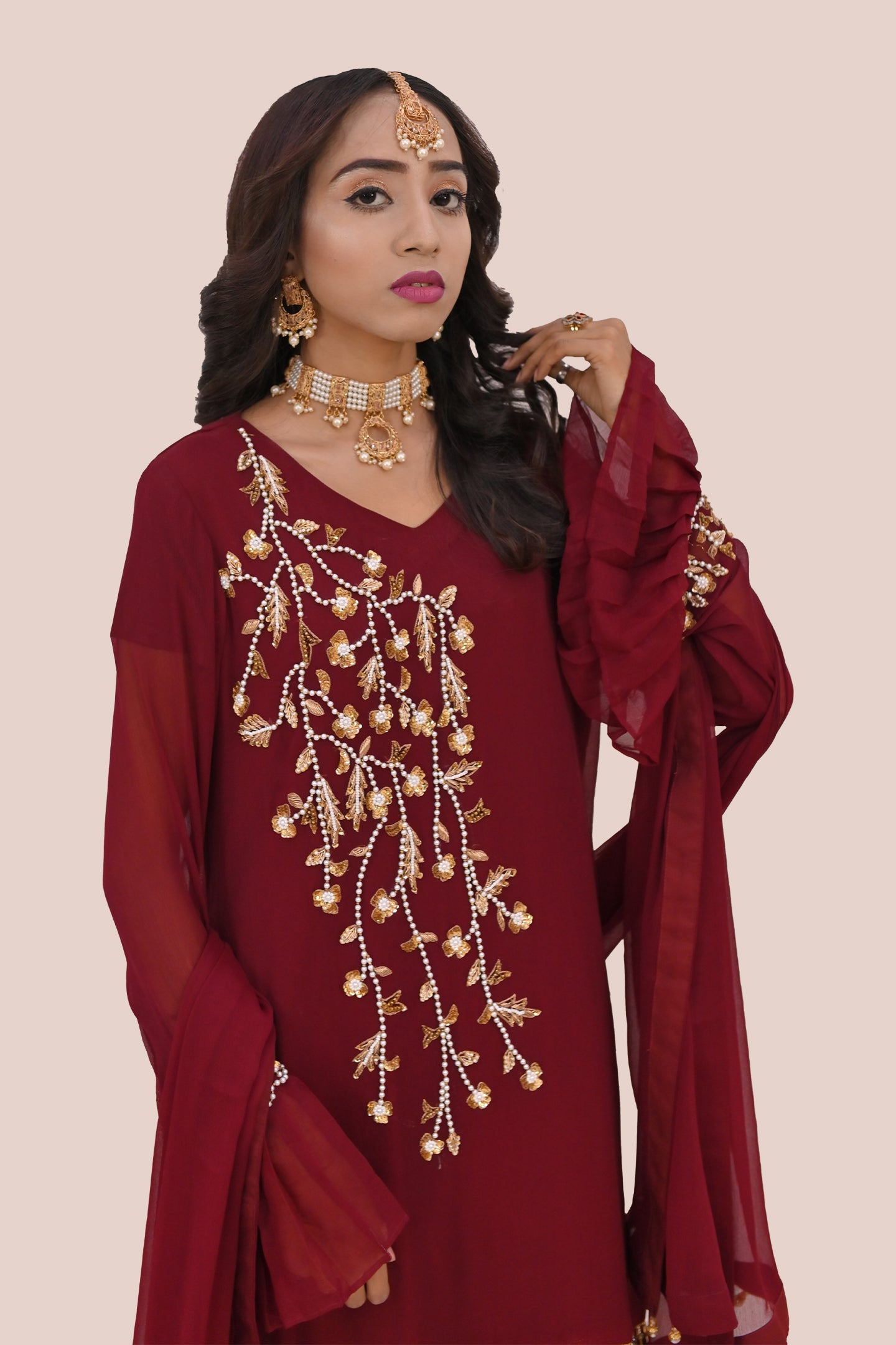 formal 3 piece shirt, trouser & dupatta