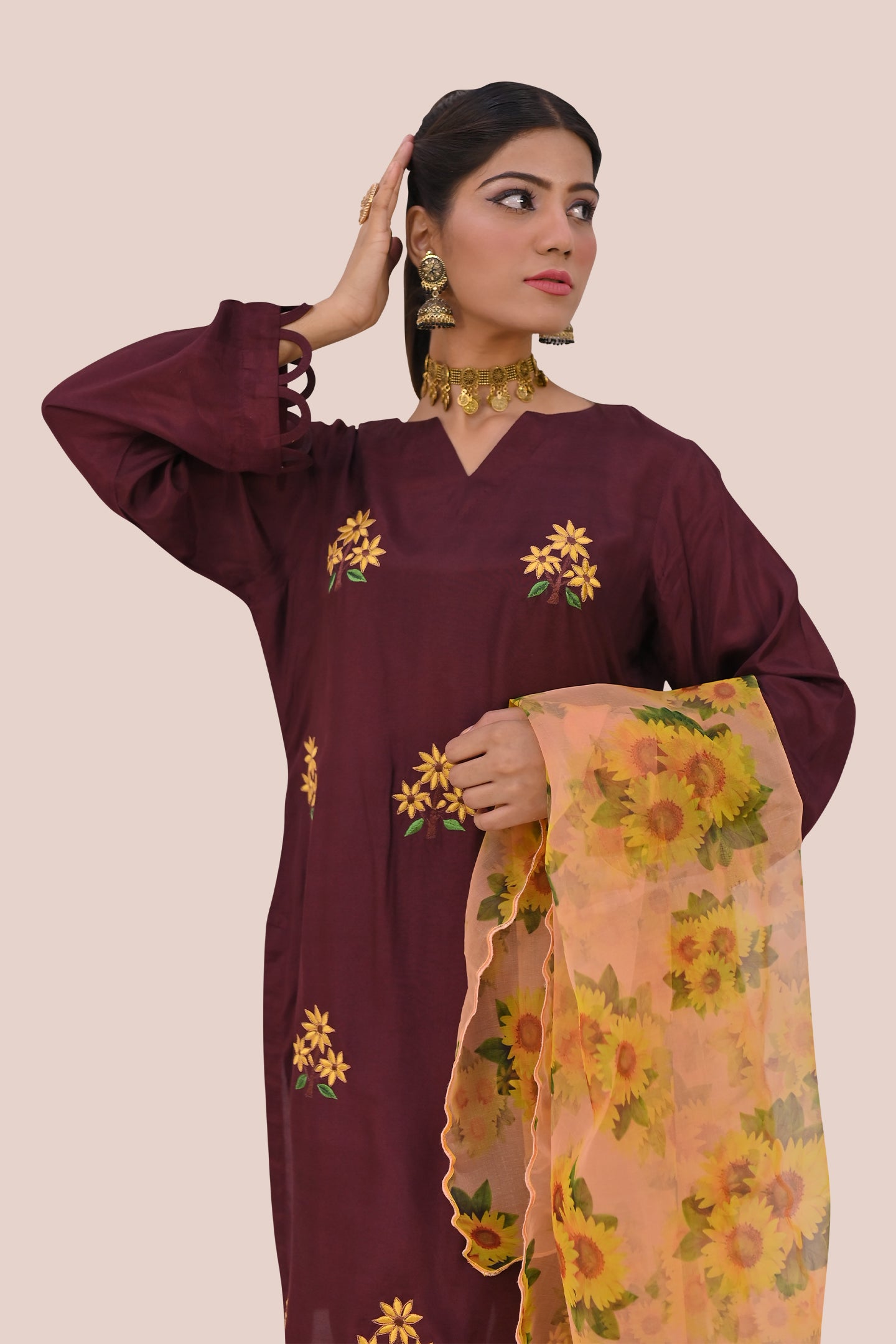 semiformal 3 piece shirt dupatta & trouser