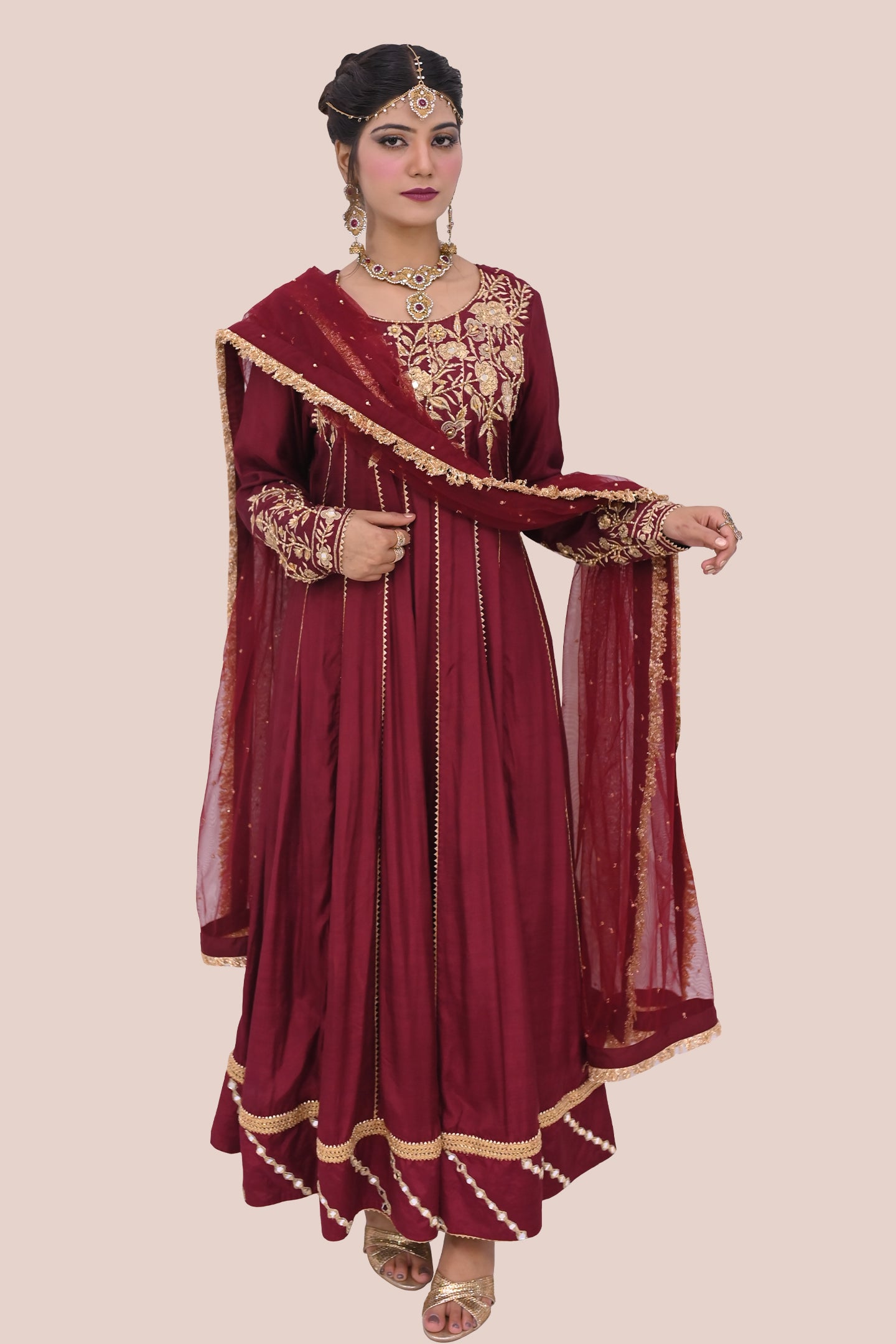 LUXURY women 3 piece  frock dupatta & trouser