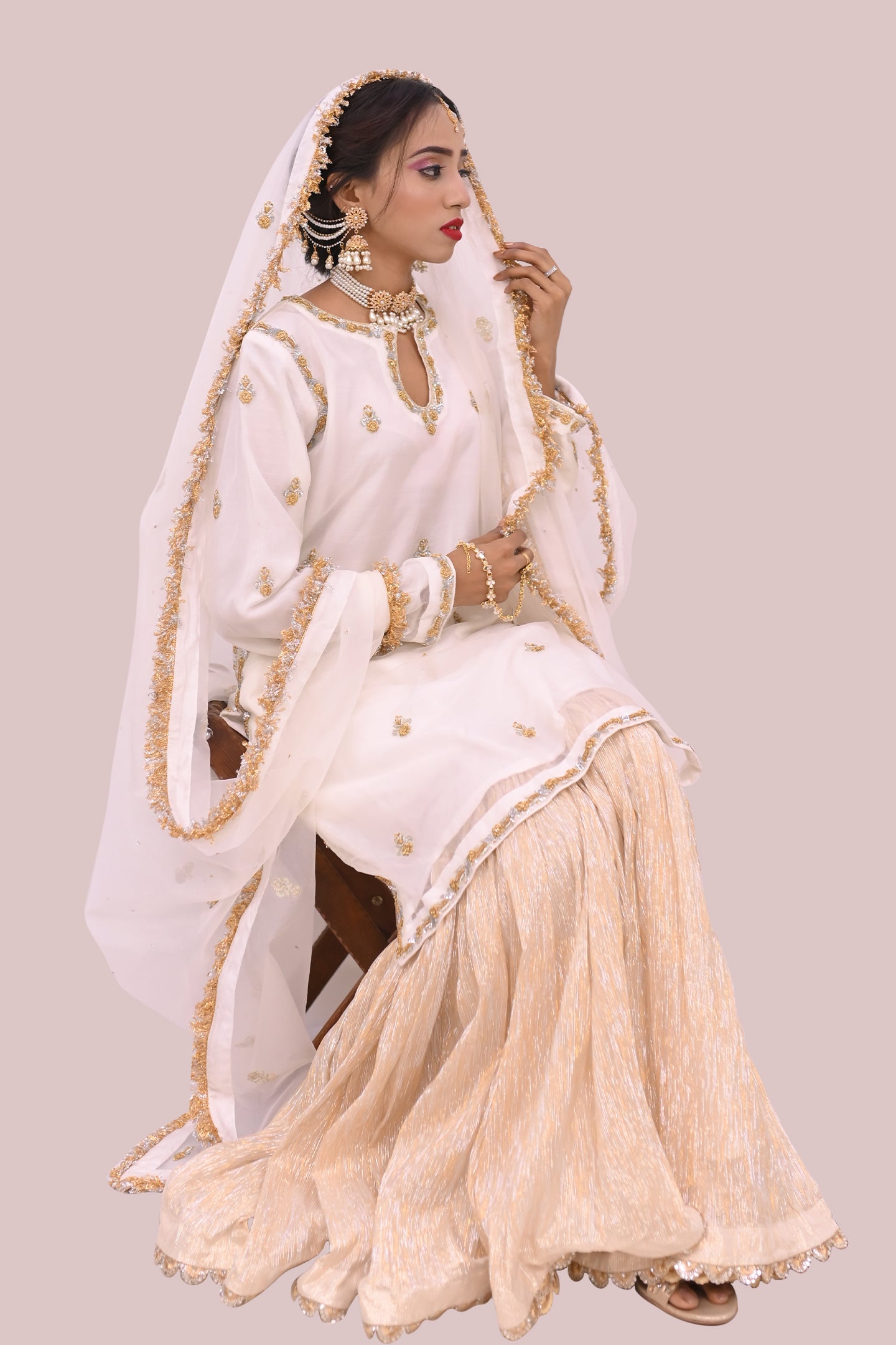 LUXURY women 3 piece shirt dupatta & garara