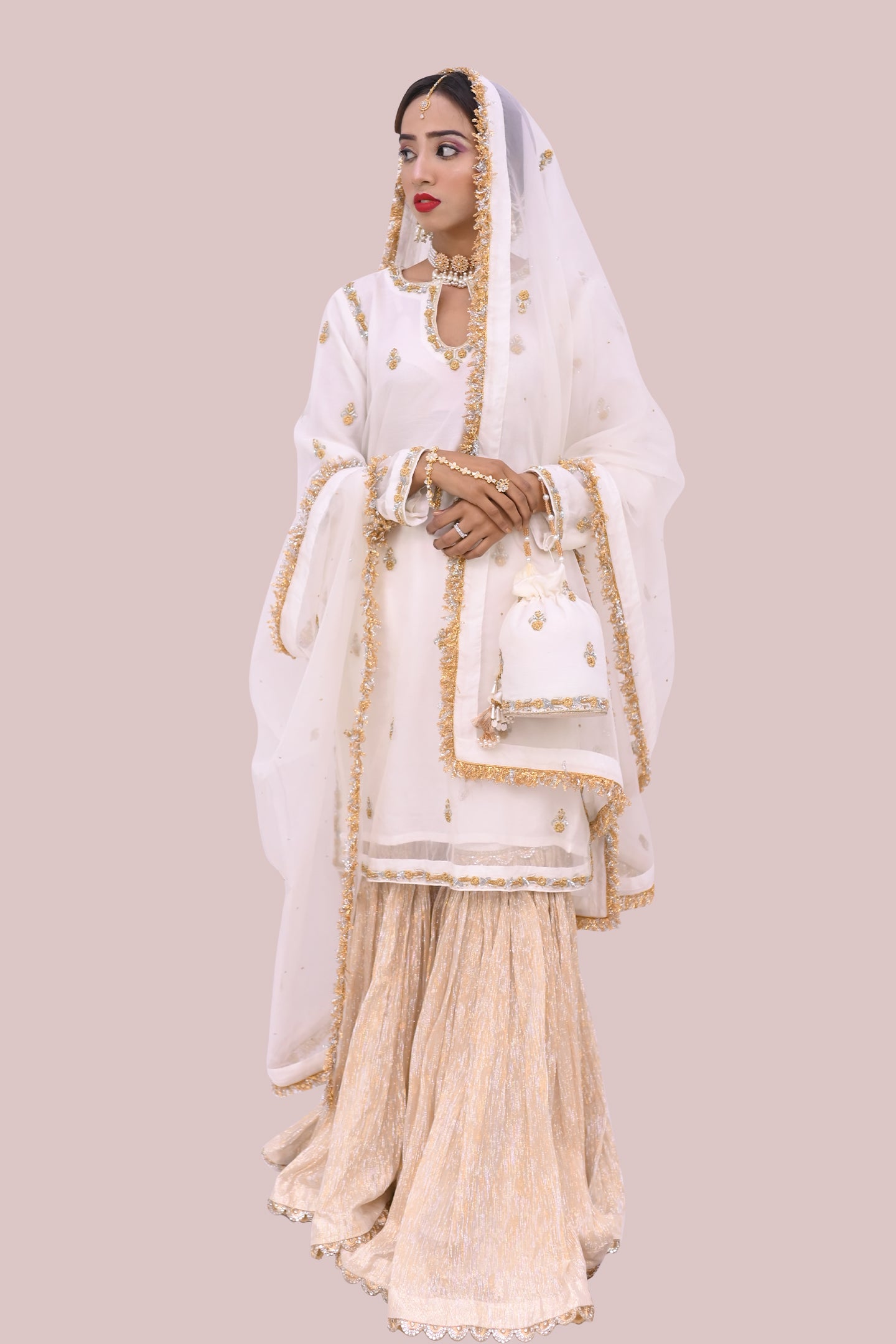 LUXURY women 3 piece shirt dupatta & garara