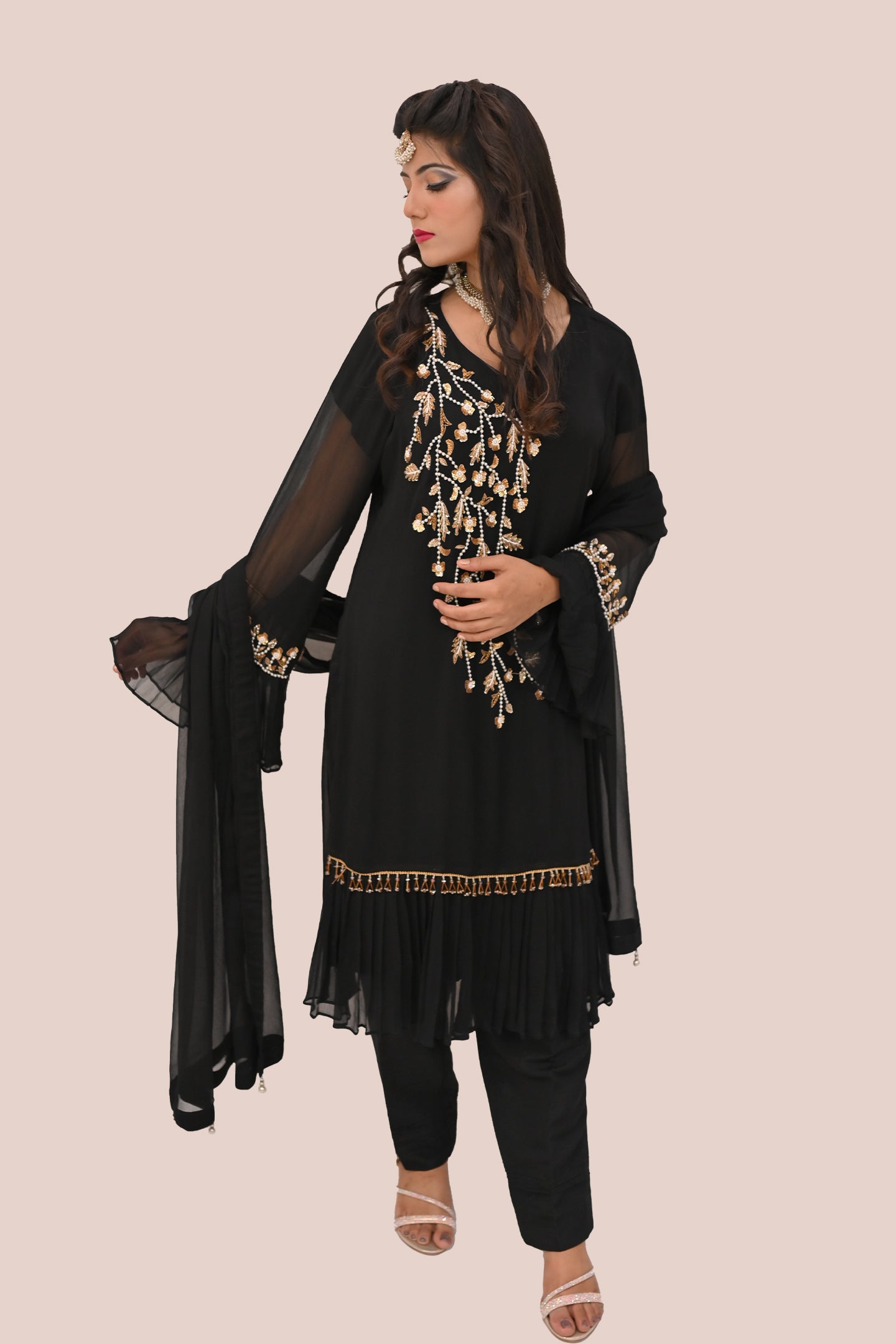 formal 3 piece shirt, trouser & dupatta