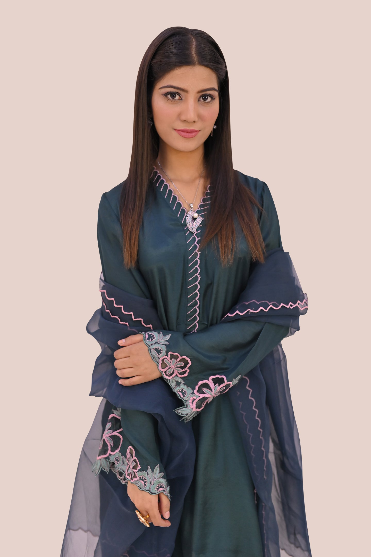 semiformal 3 piece shirt dupatta & trouser