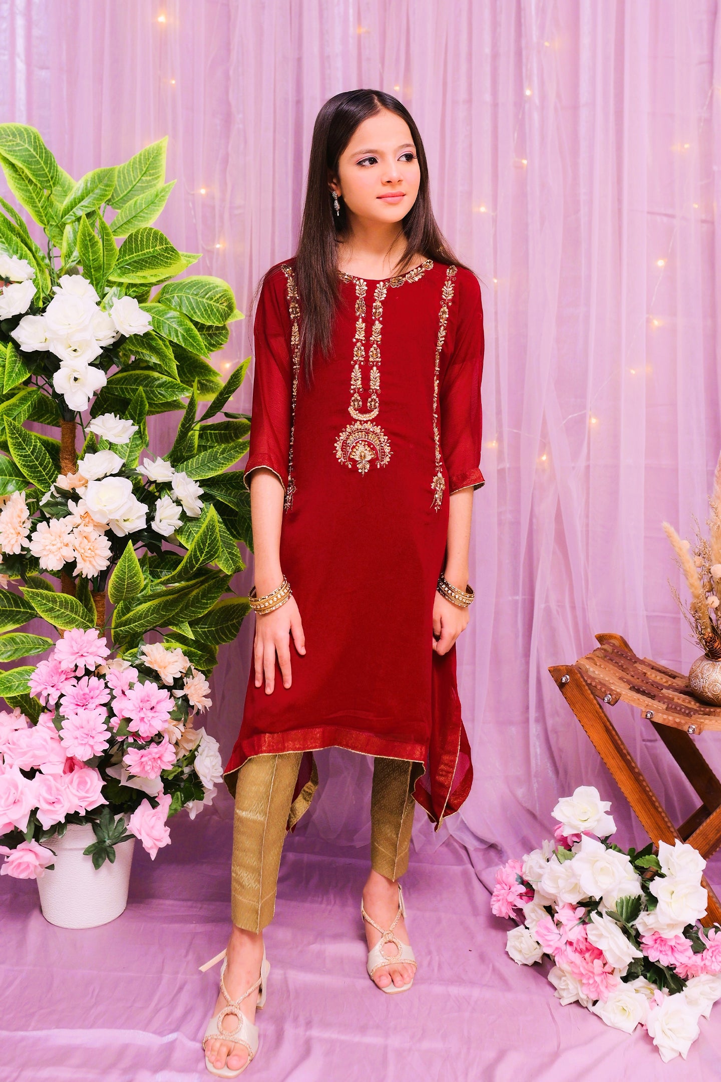 formal poncho style shirt and trouser