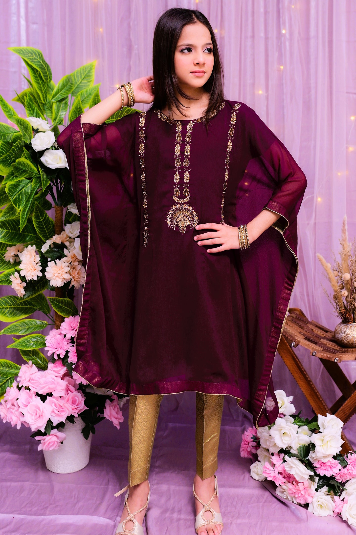 formal poncho style shirt and trouser