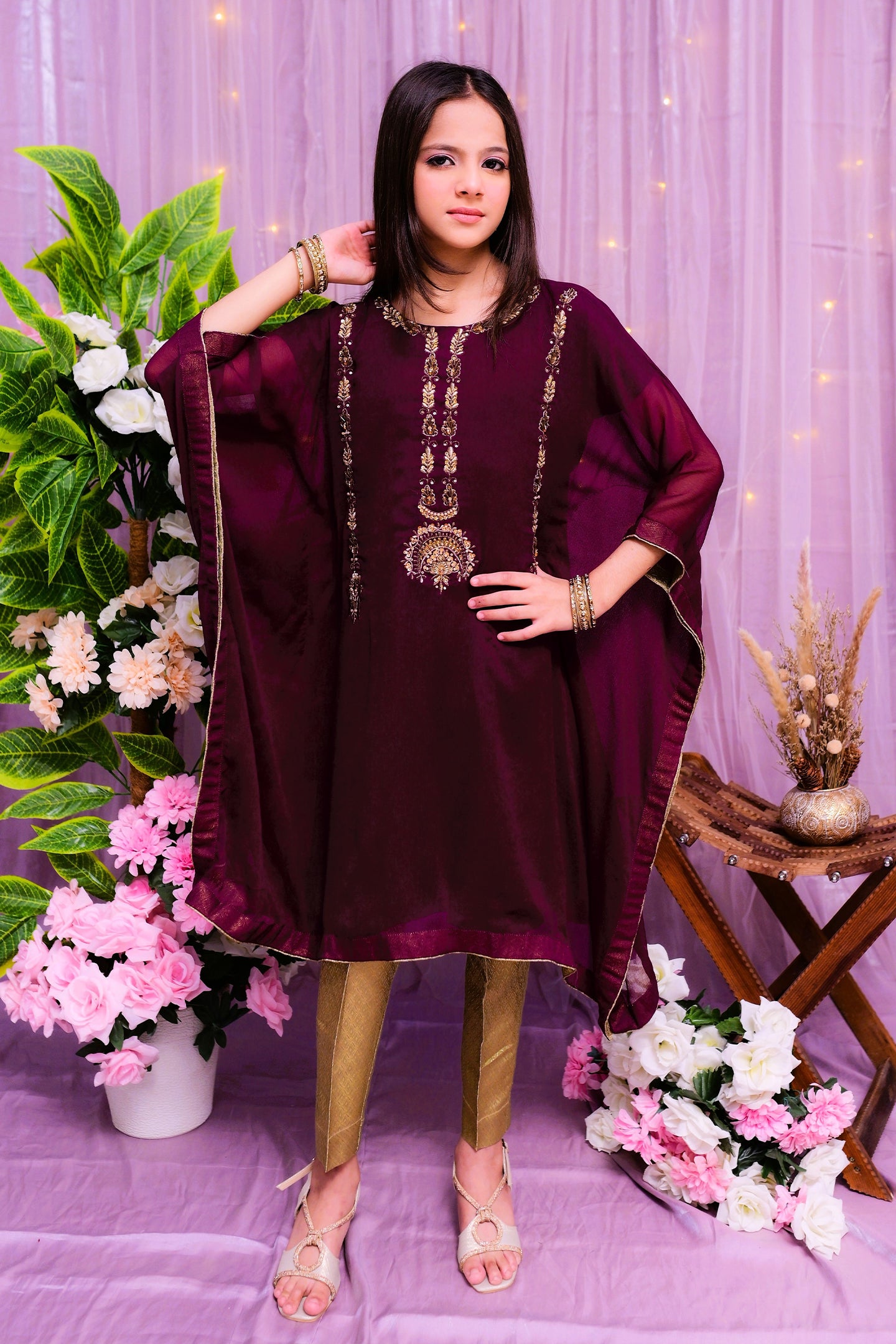 formal poncho style shirt and trouser