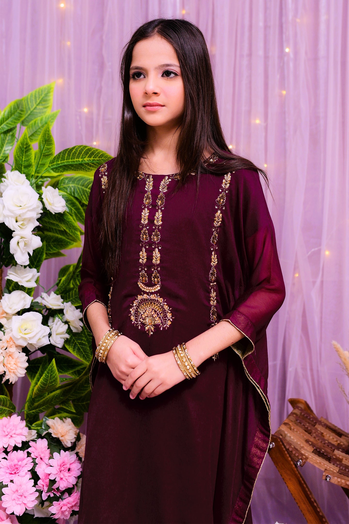 formal poncho style shirt and trouser