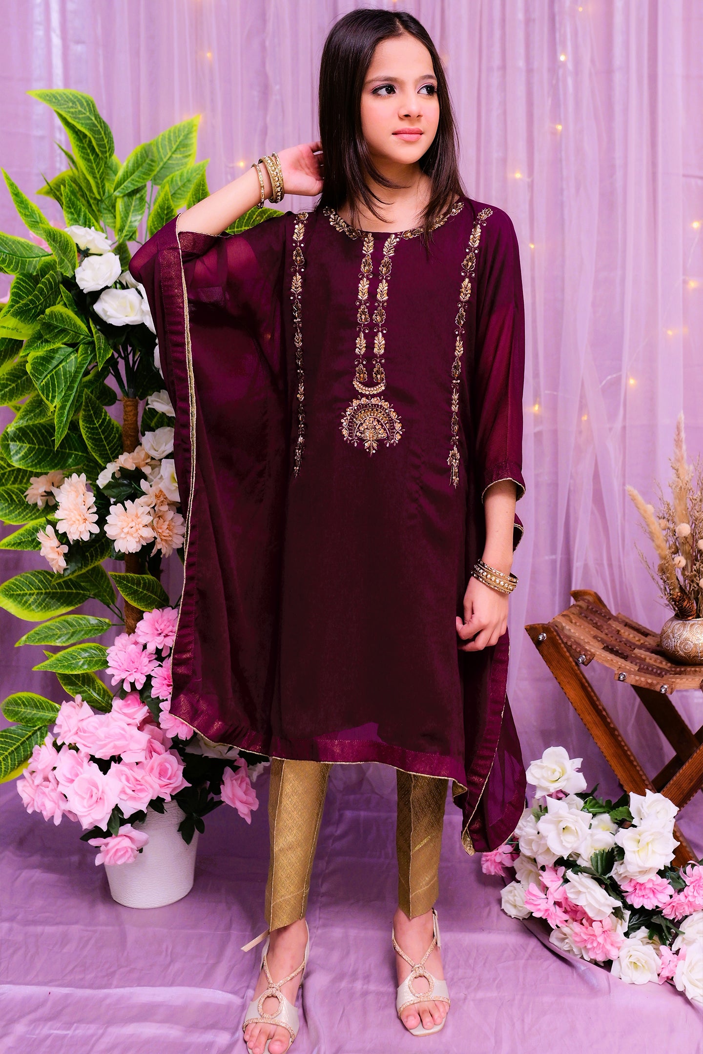 formal poncho style shirt and trouser