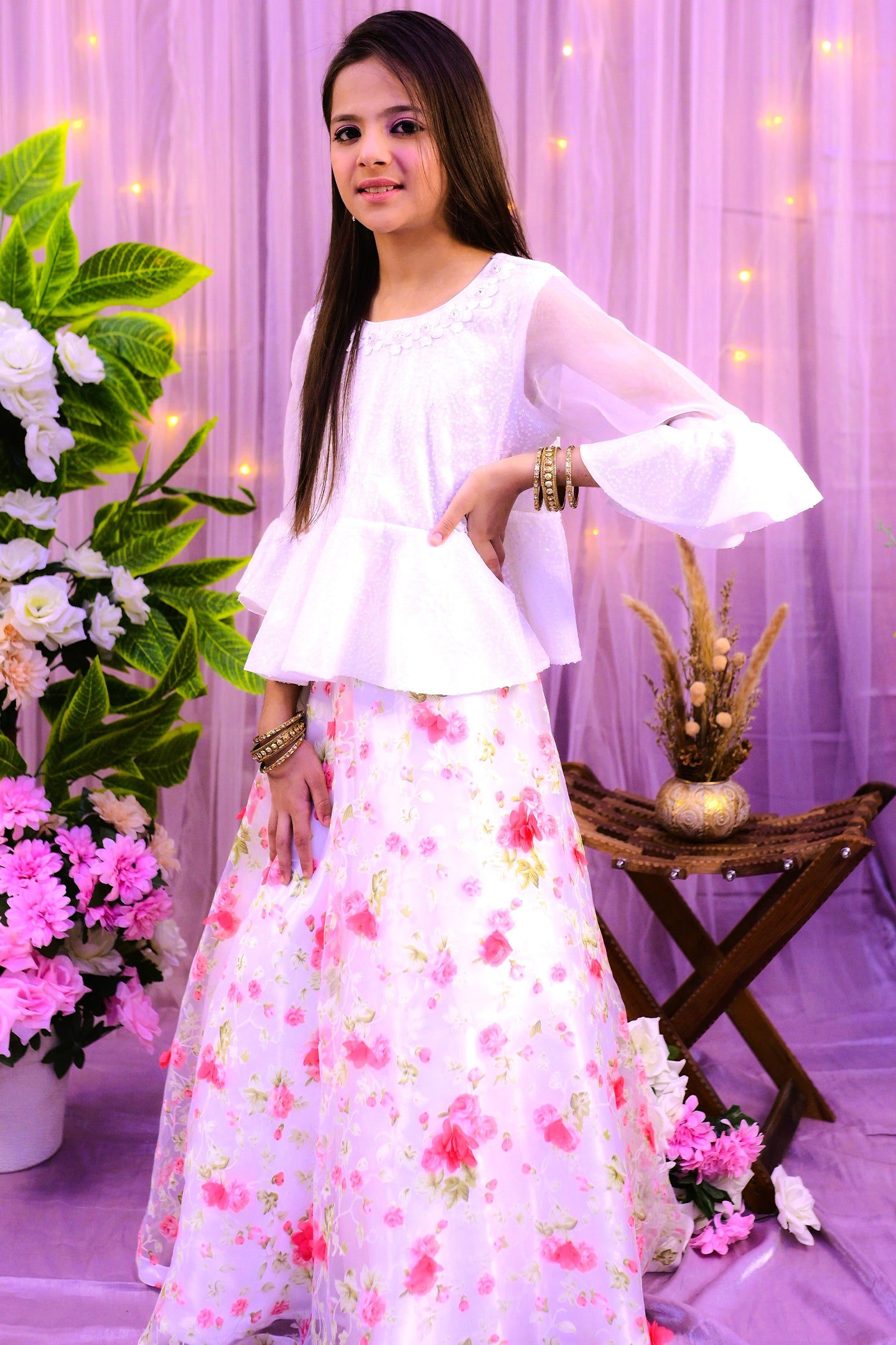 formal  floral skirt with elegant top