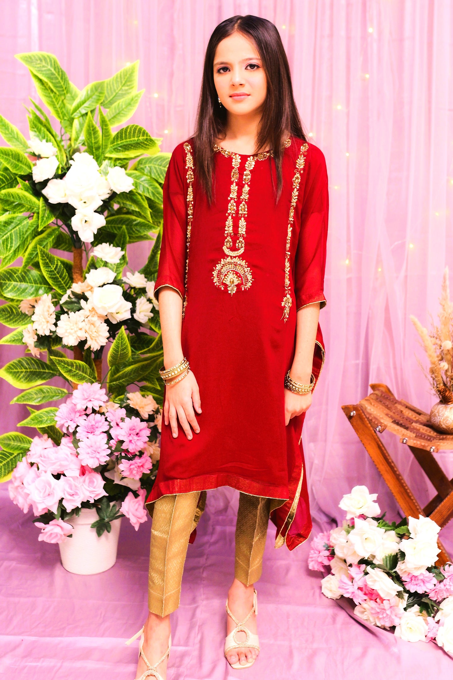 formal poncho style shirt and trouser