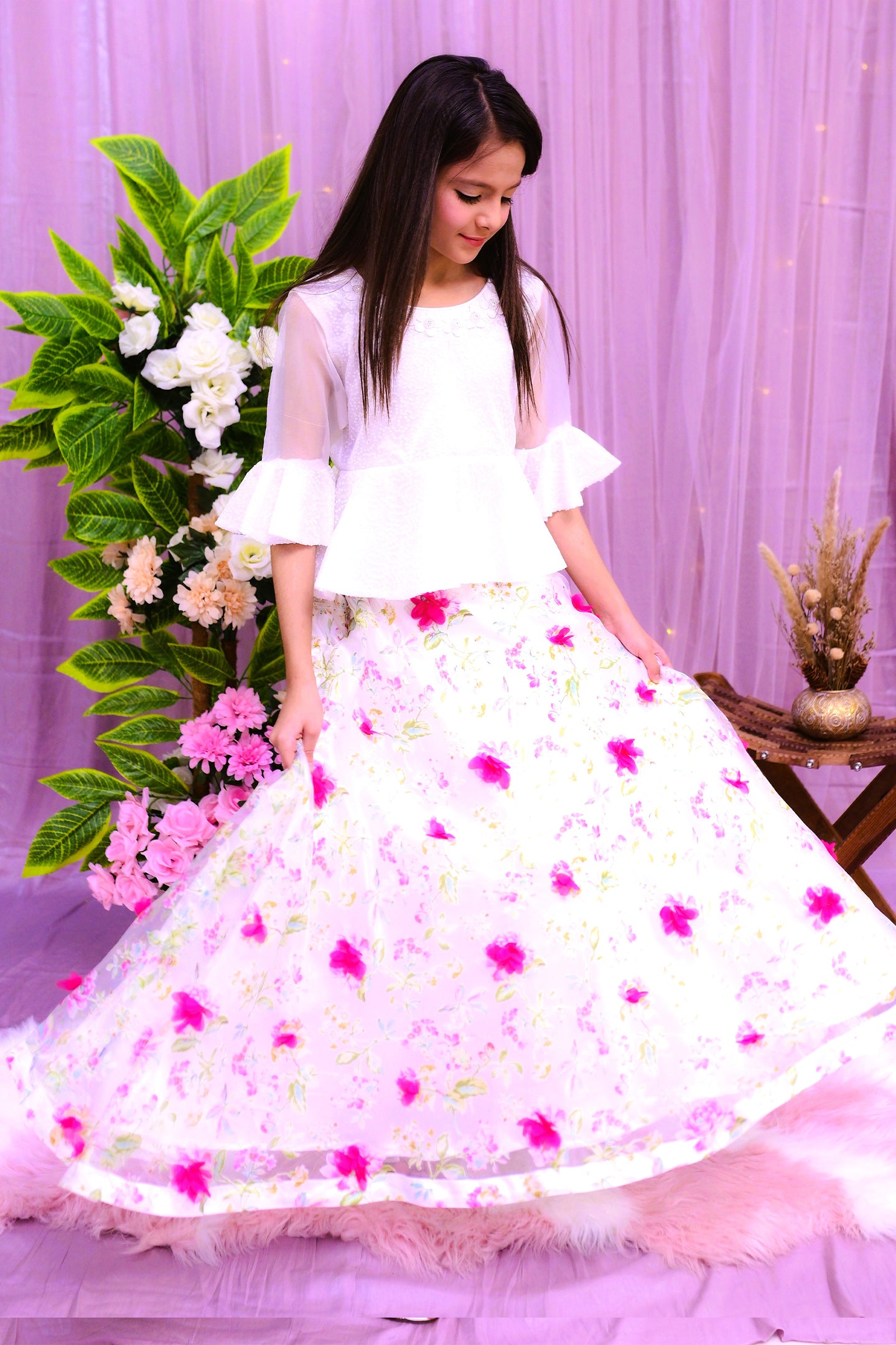 formal  floral skirt with elegant top