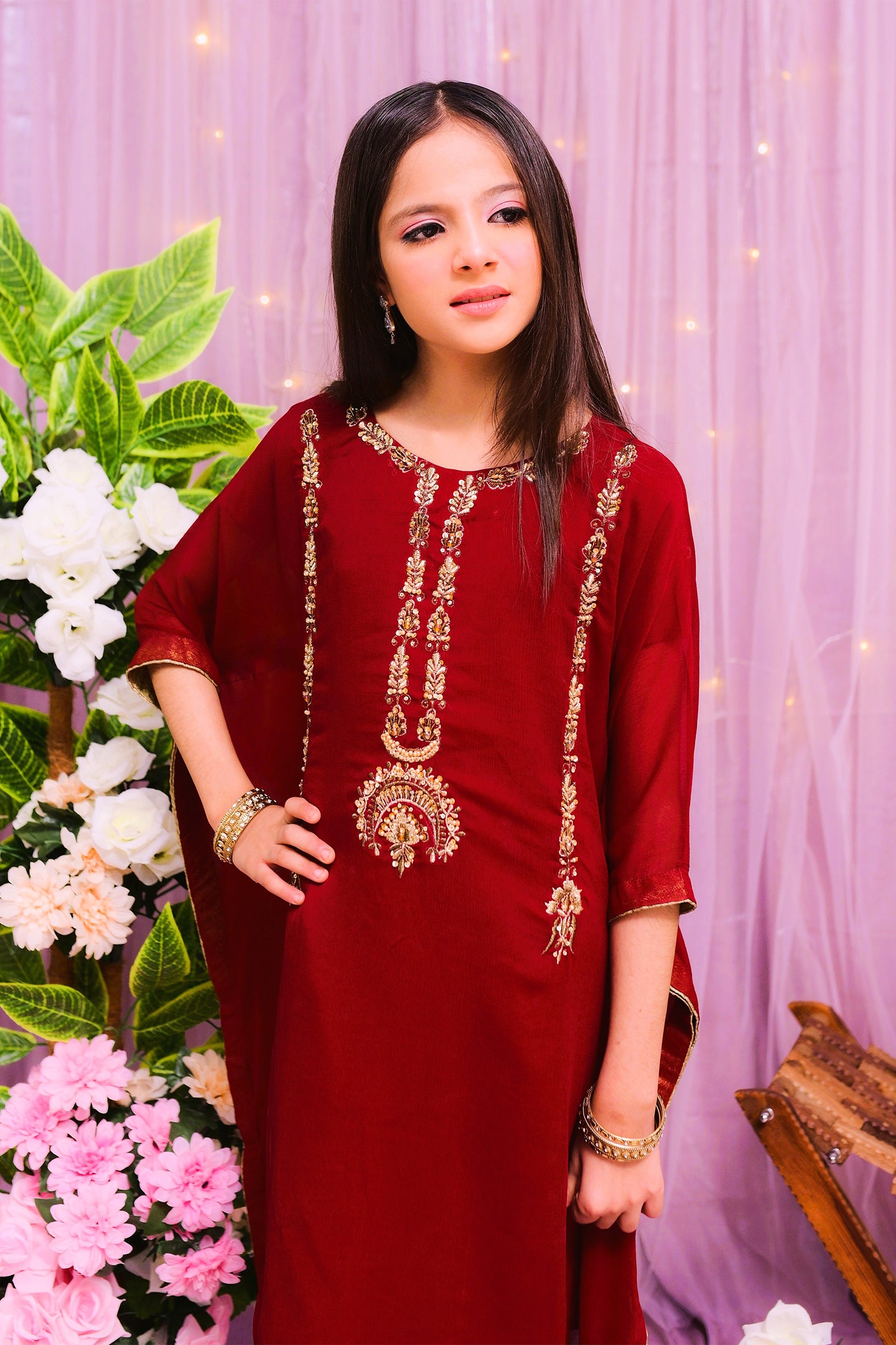 formal poncho style shirt and trouser