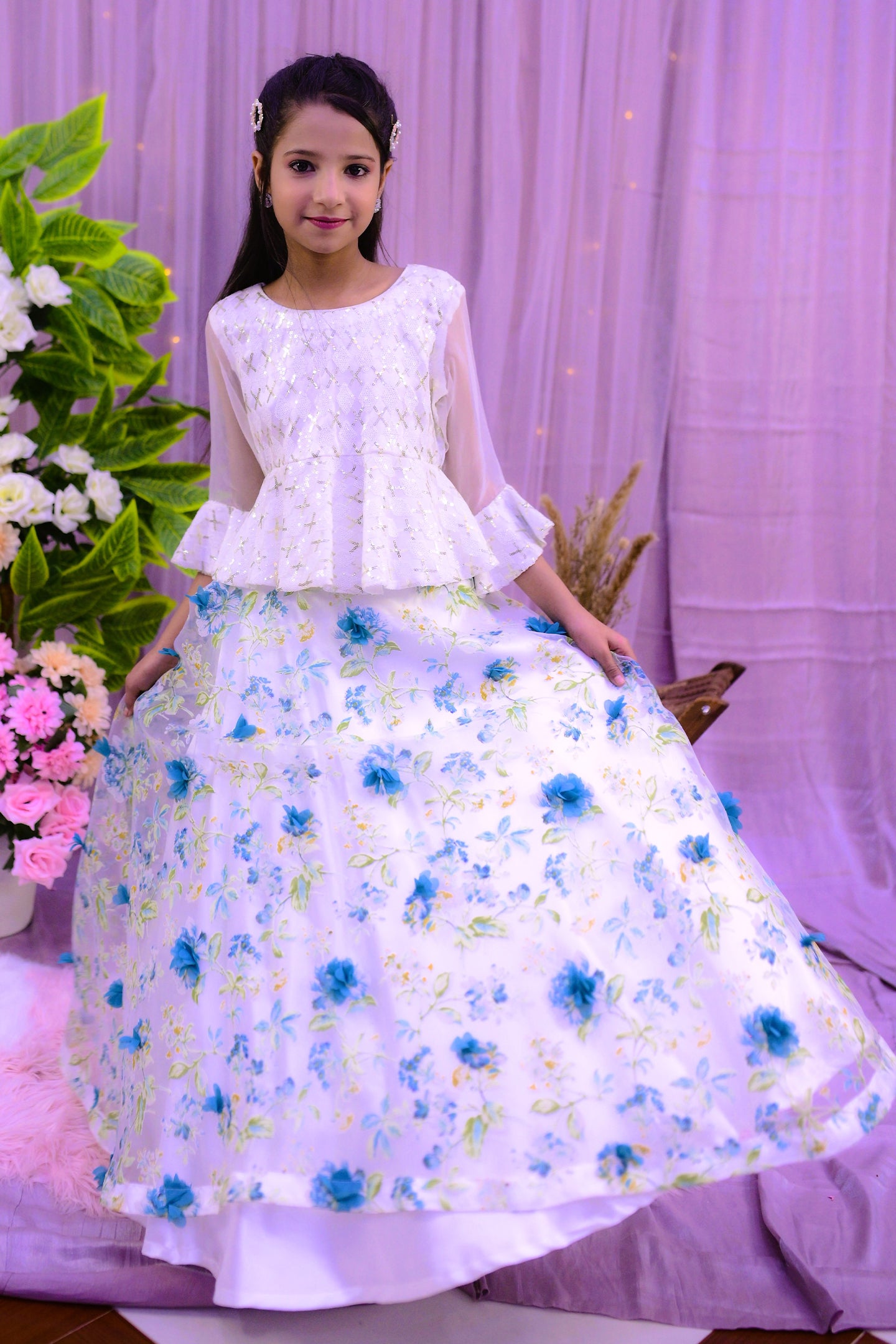 formal  floral skirt with elegant top