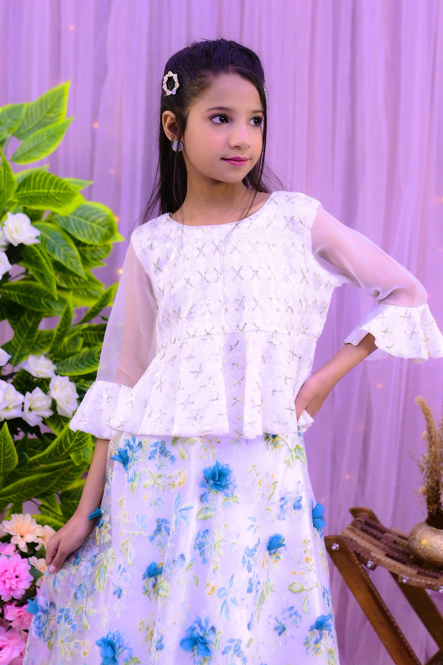 formal  floral skirt with elegant top