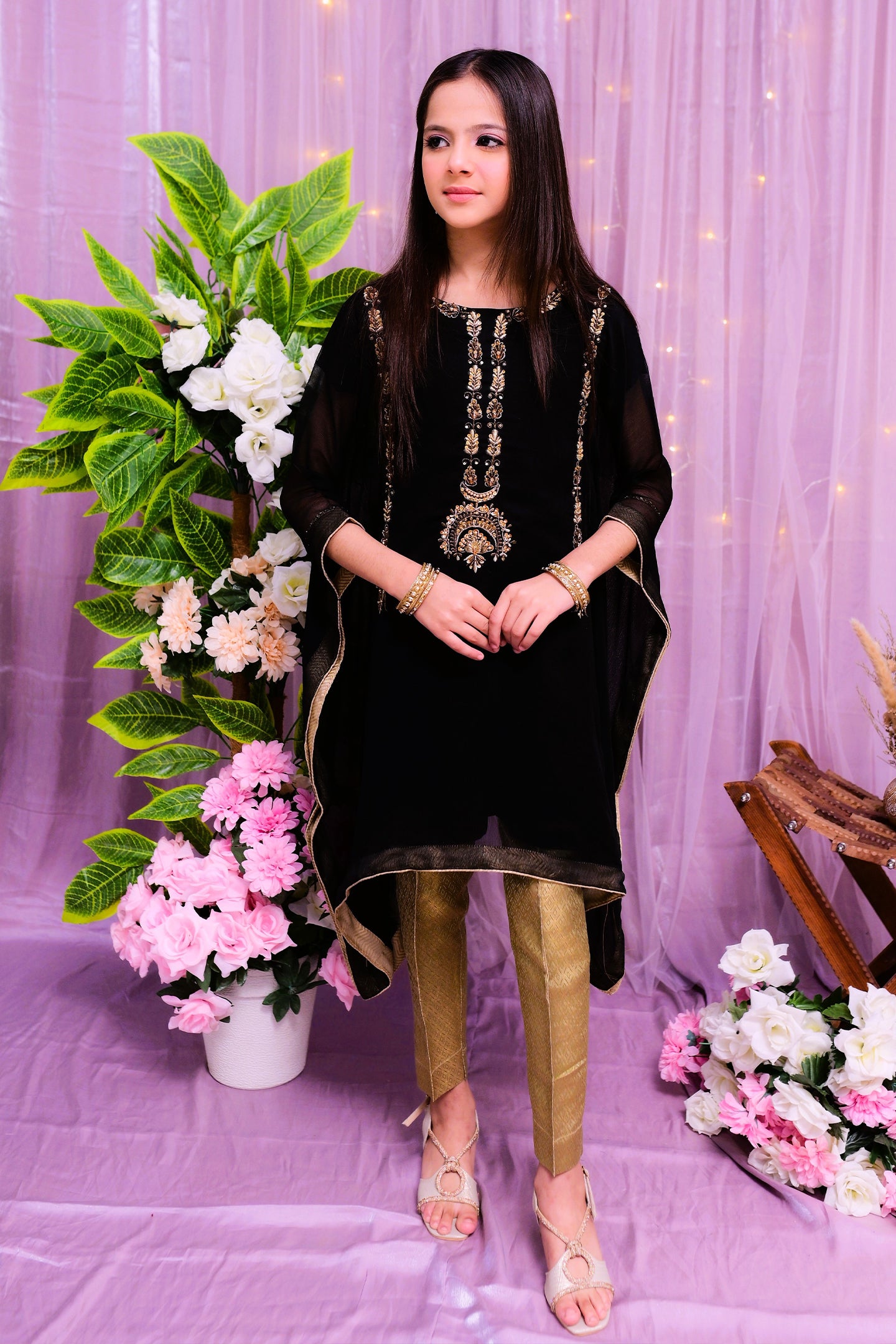 formal poncho style shirt and trouser