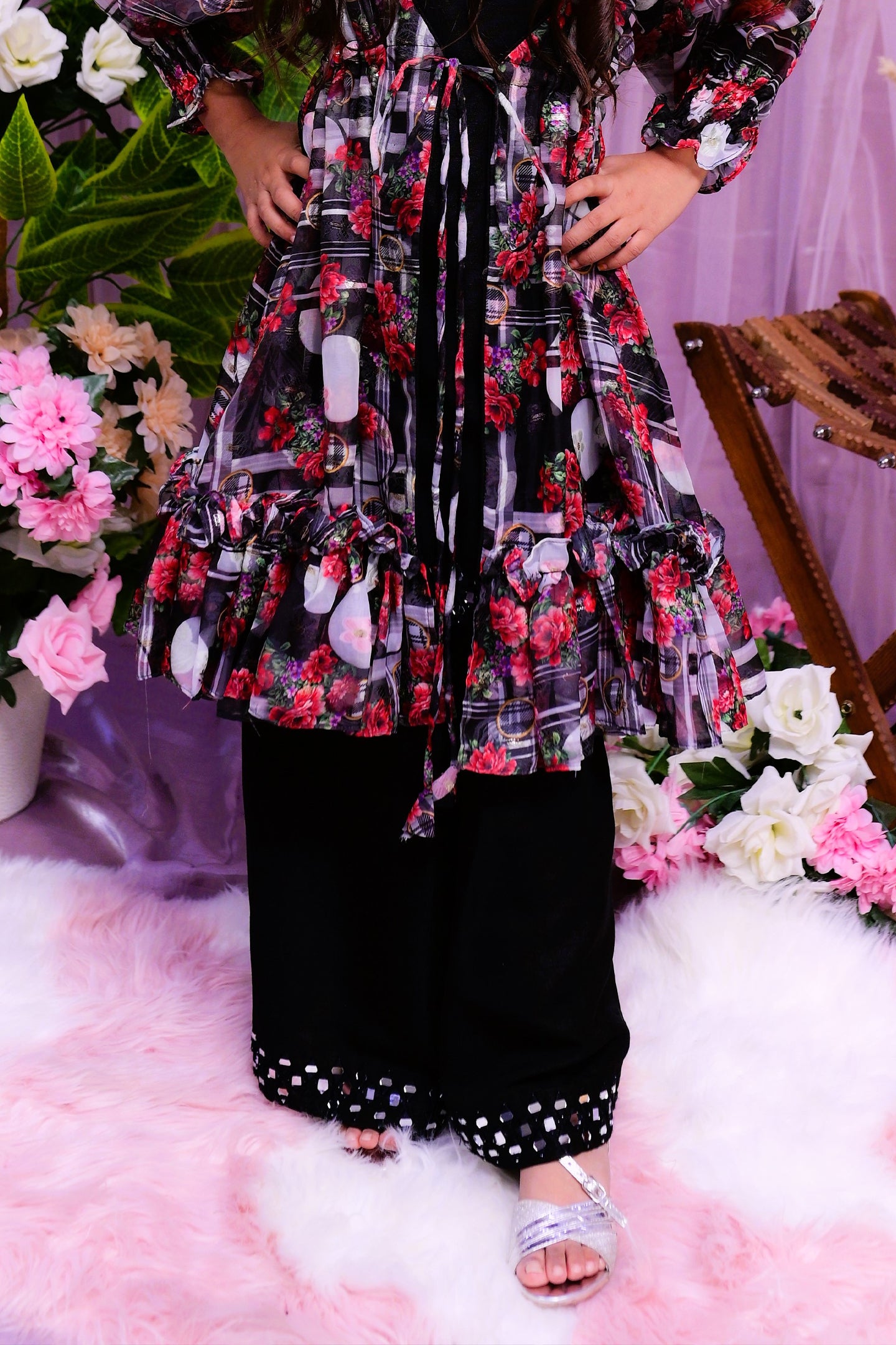 semiformal 2 piece shirt and plazo with elegent upper