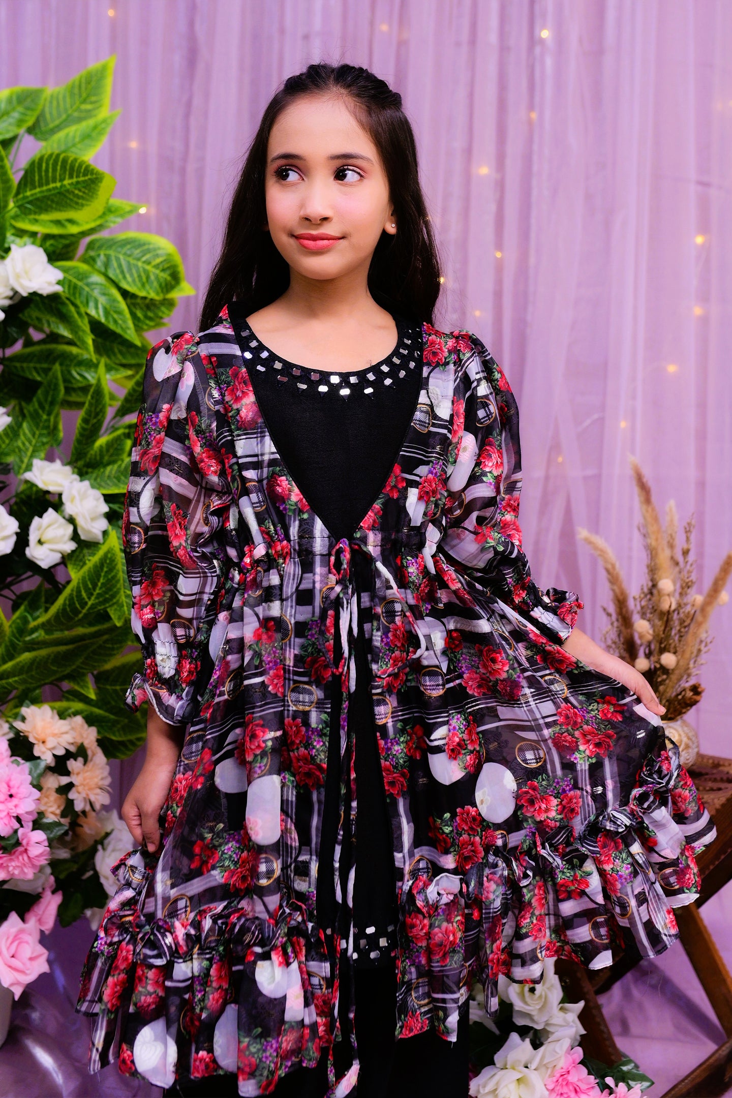 semiformal 2 piece shirt and plazo with elegent upper