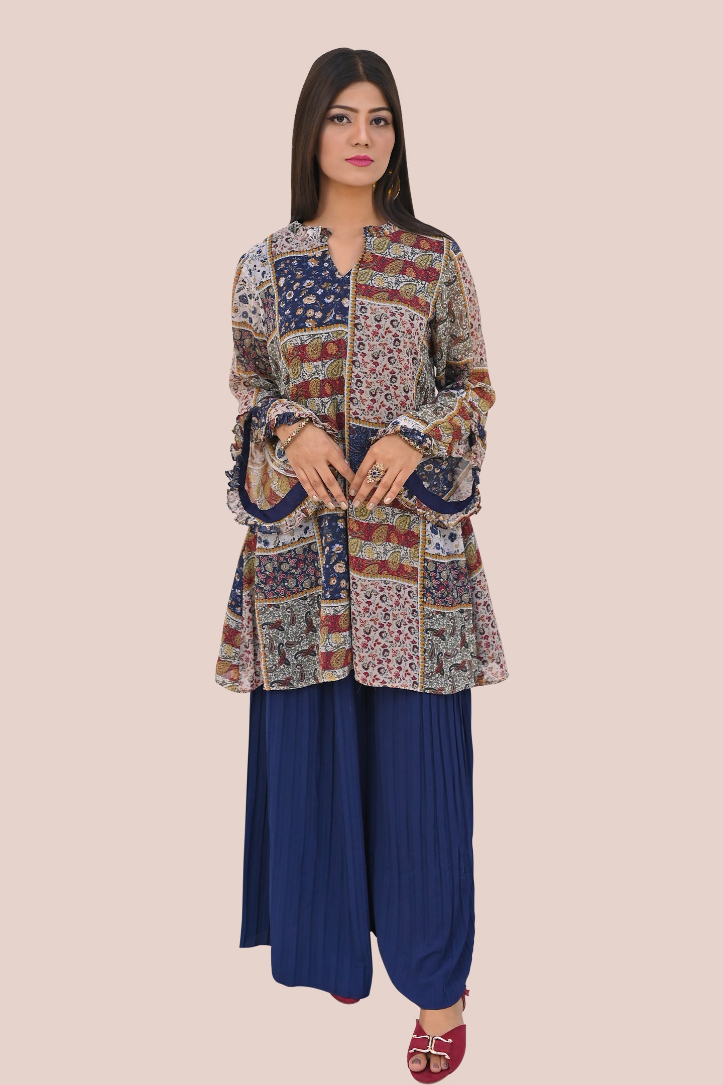 casual 2 piece short shirt & plazo