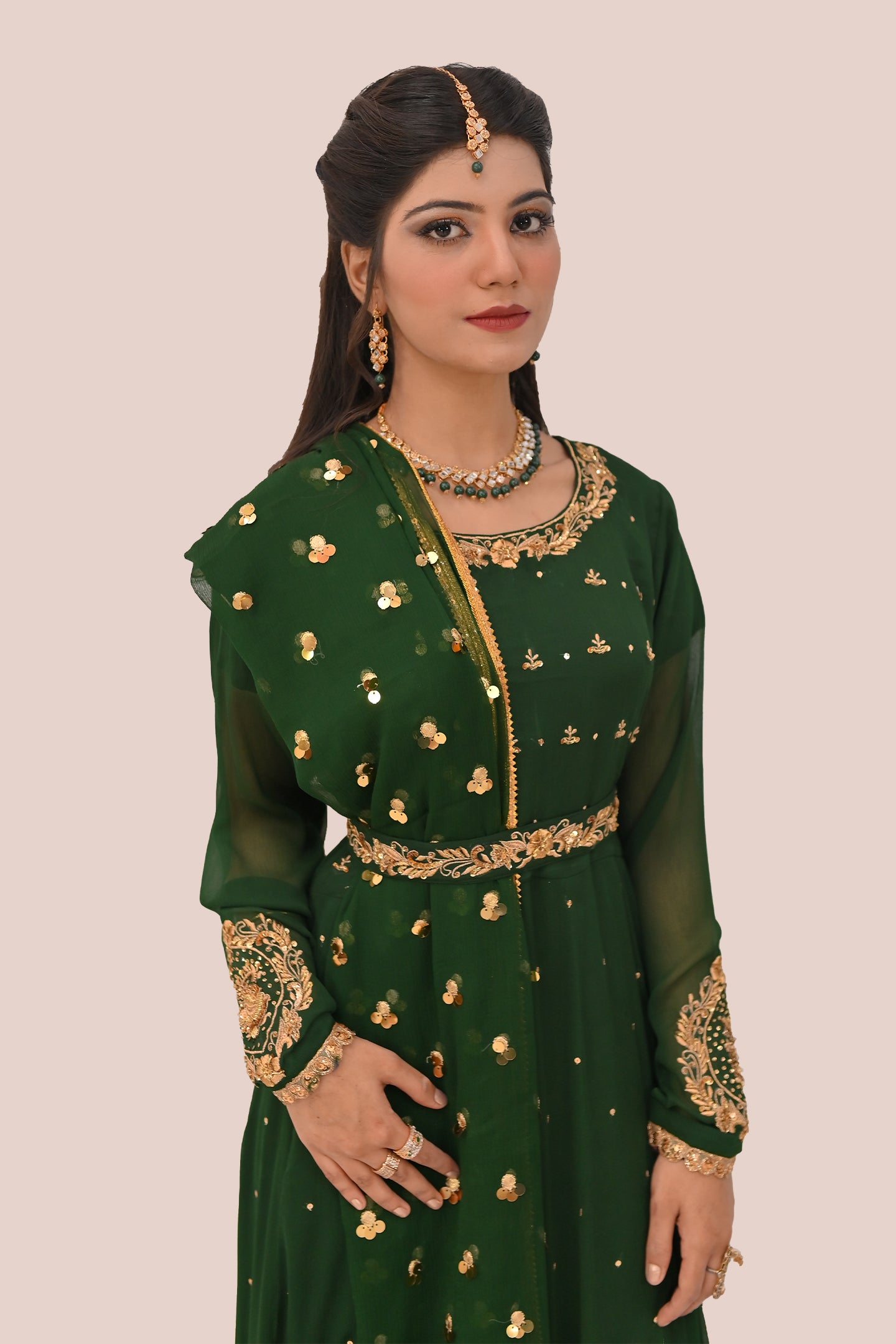 LUXURY women 3 piece long frock dupatta & trouser