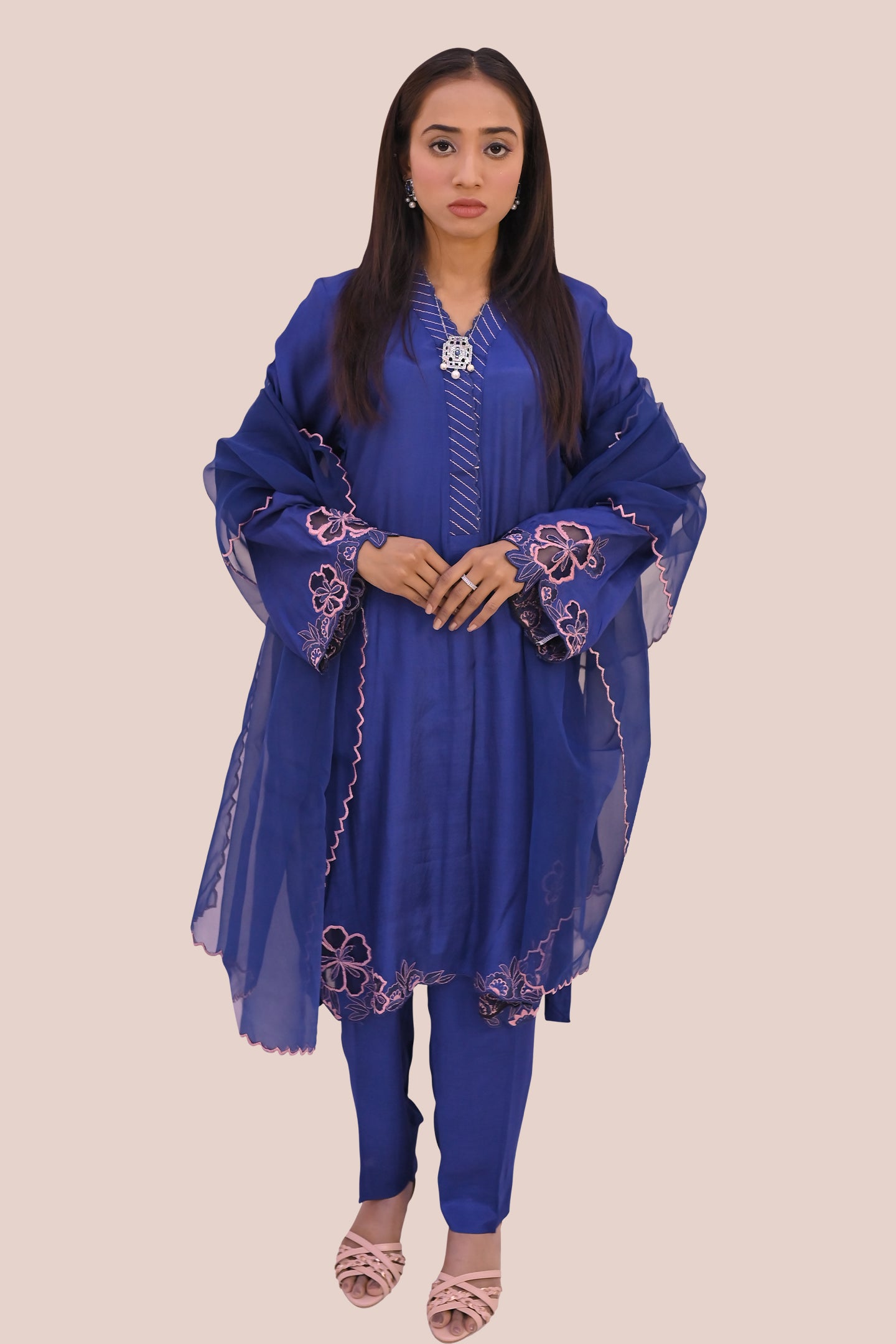 semiformal 3 piece shirt dupatta & trouser