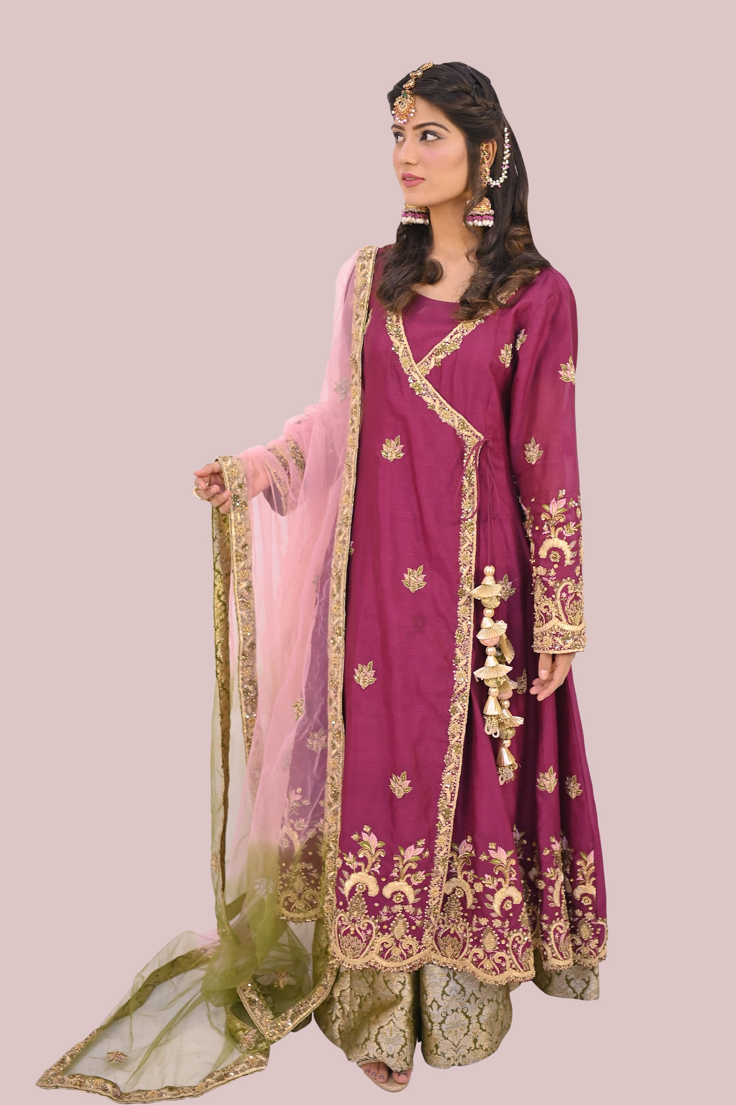 LUXURY women 3 piece  frock dupatta & palazzo