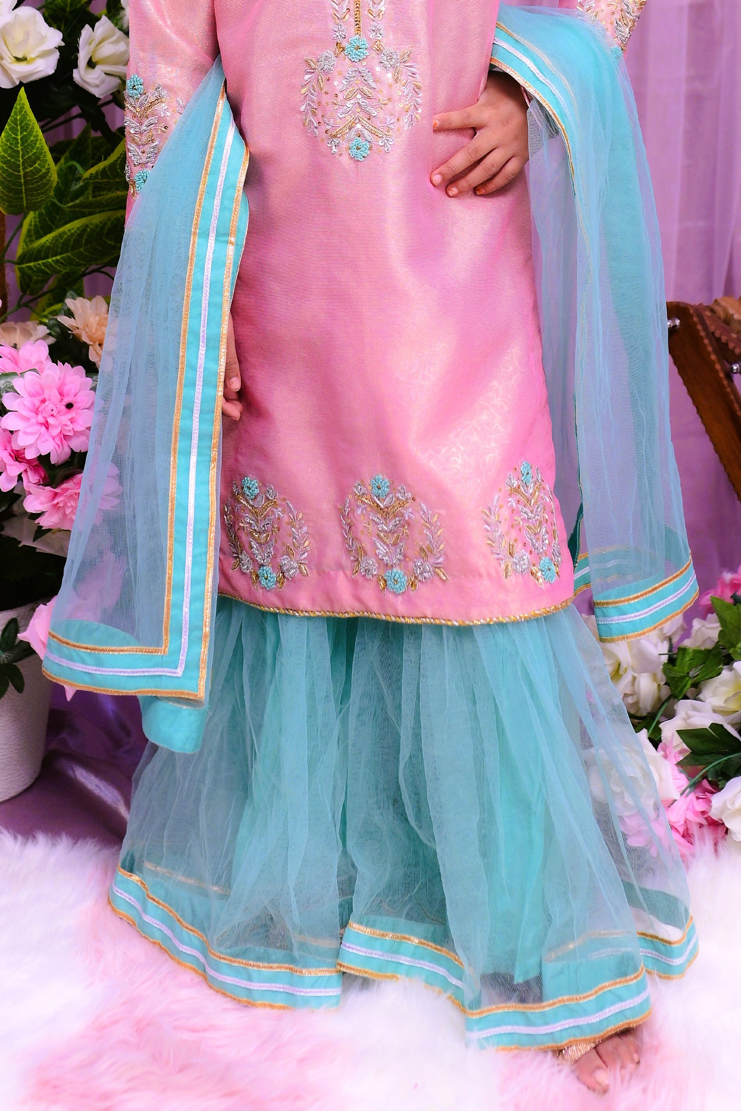 formal 3 piece shirt dupatta & garara