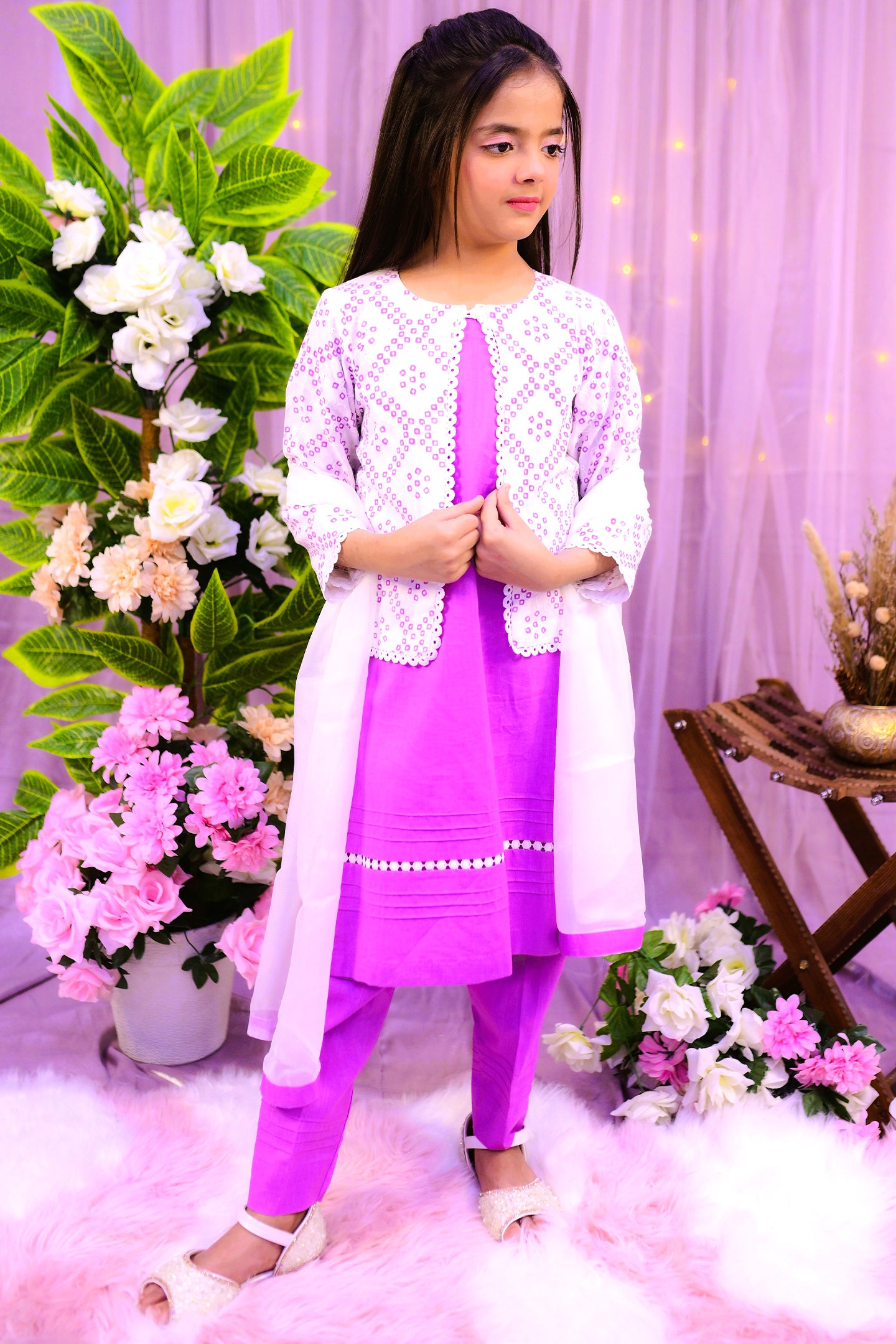 semi-fromal 3 piece shirt trouser & dupatta with jacket style