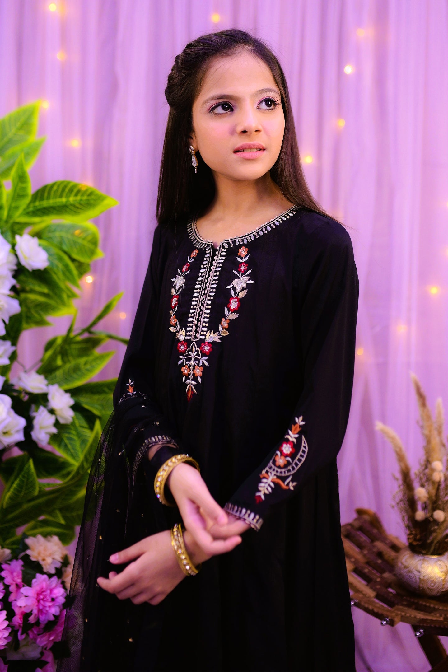 semi-formal 3 piece panel frock trouser & dupatta