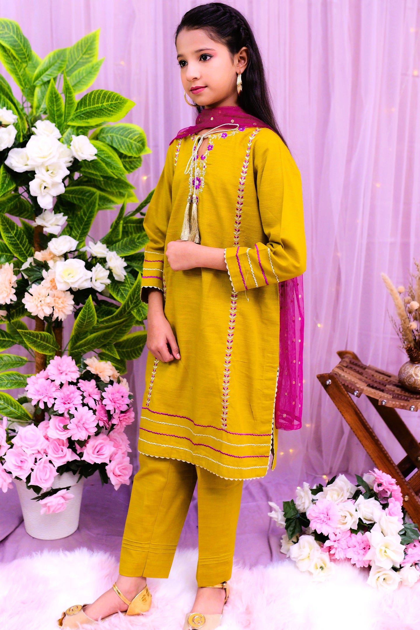 semi-formal 3 piece shirt trouser & dupatta
