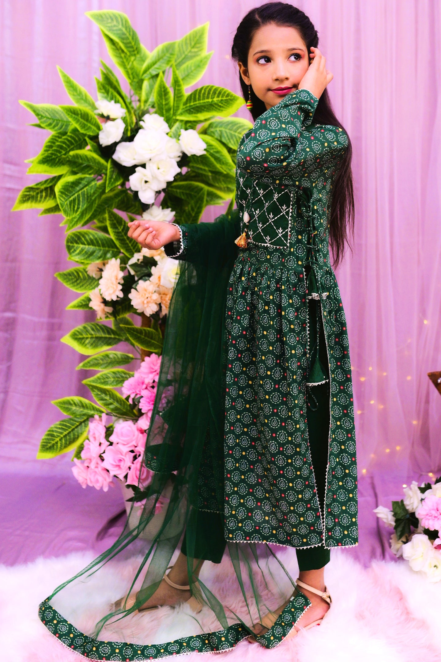 semi-formal 3 piece long shirt trouser& dupatta