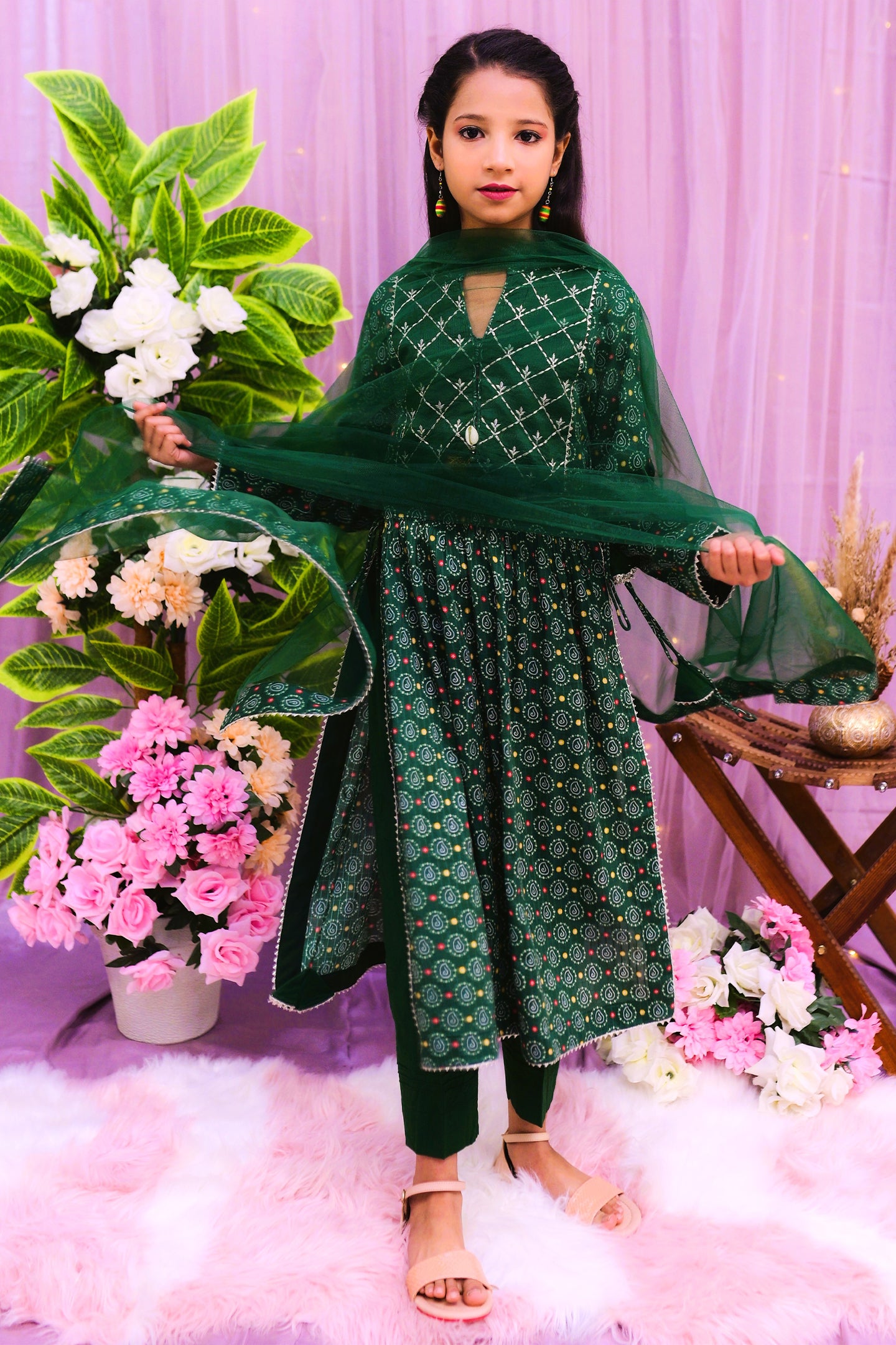 semi-formal 3 piece long shirt trouser& dupatta