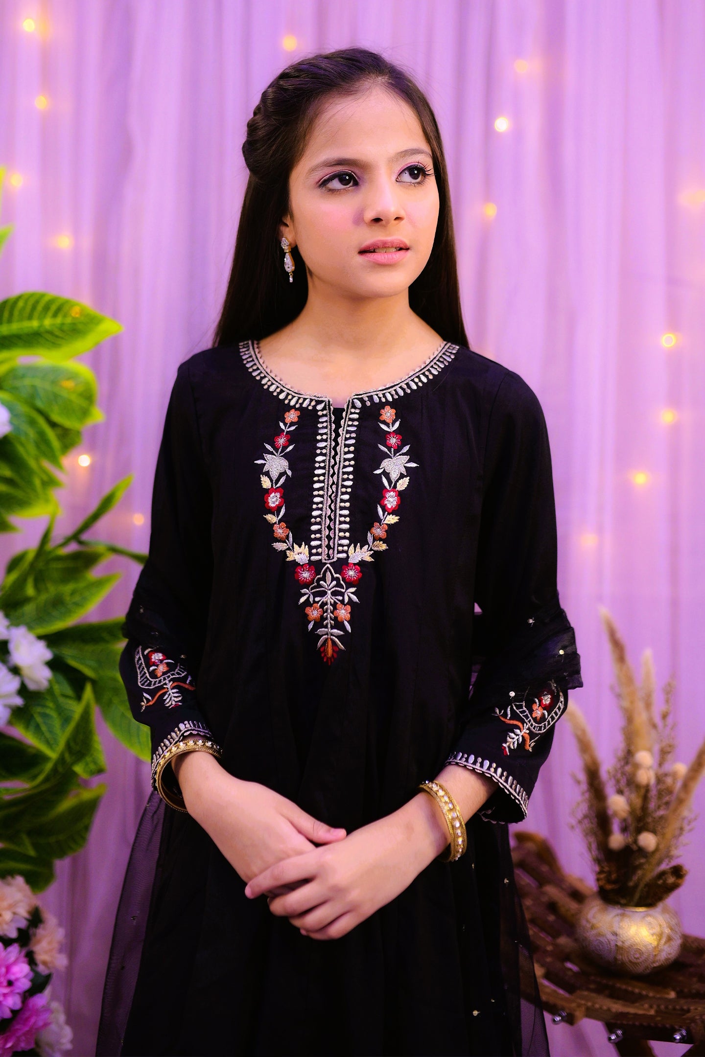 semi-formal 3 piece panel frock trouser & dupatta