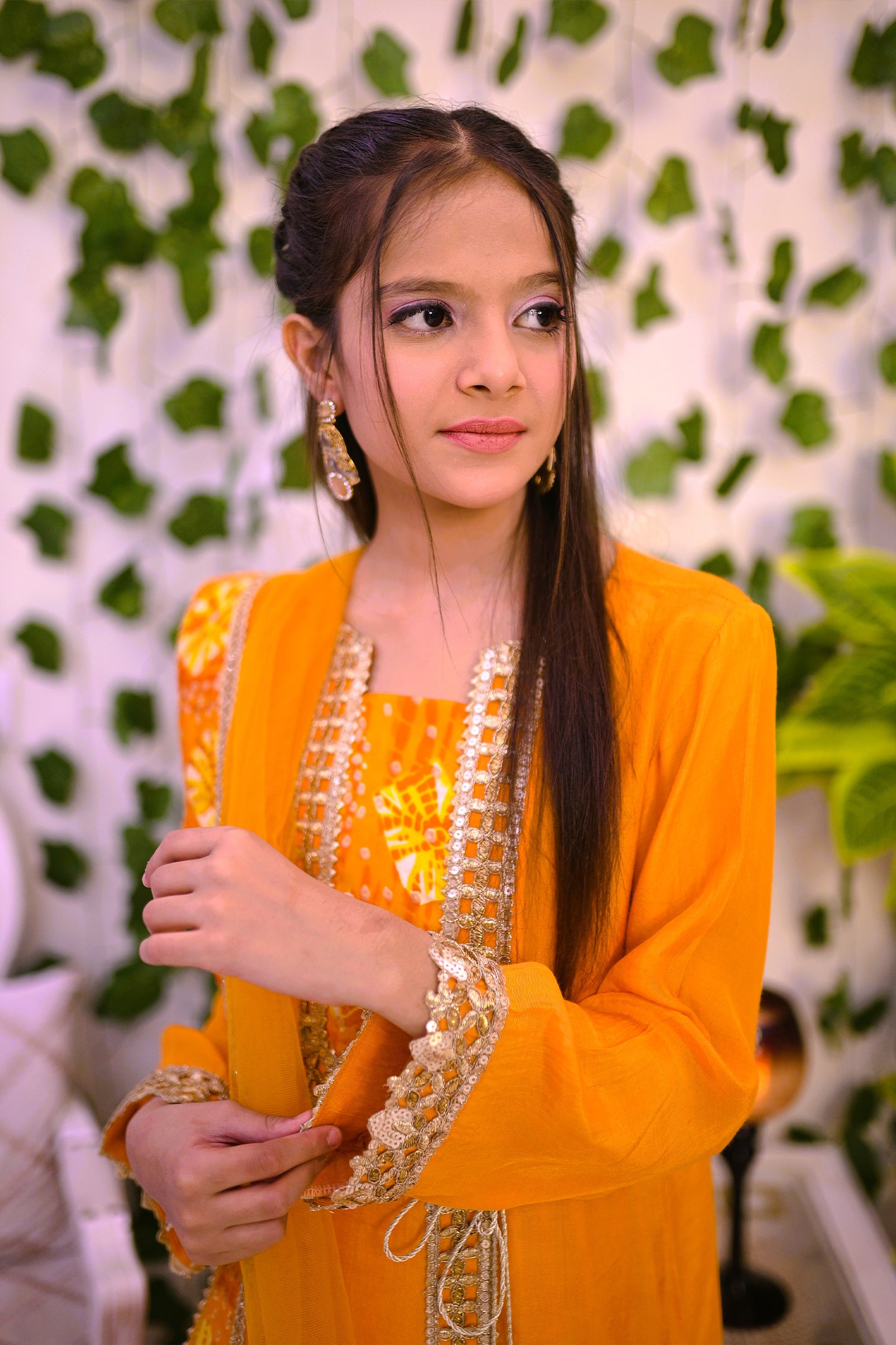 semi-formal 3 piece short shirt palazzo & dupatta