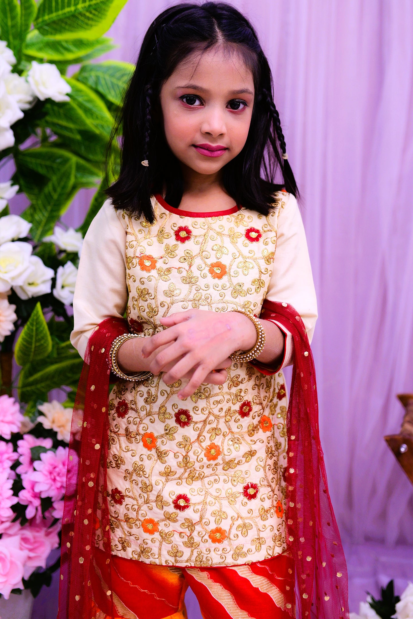 formal 3 piece short shirt garara and dupatta