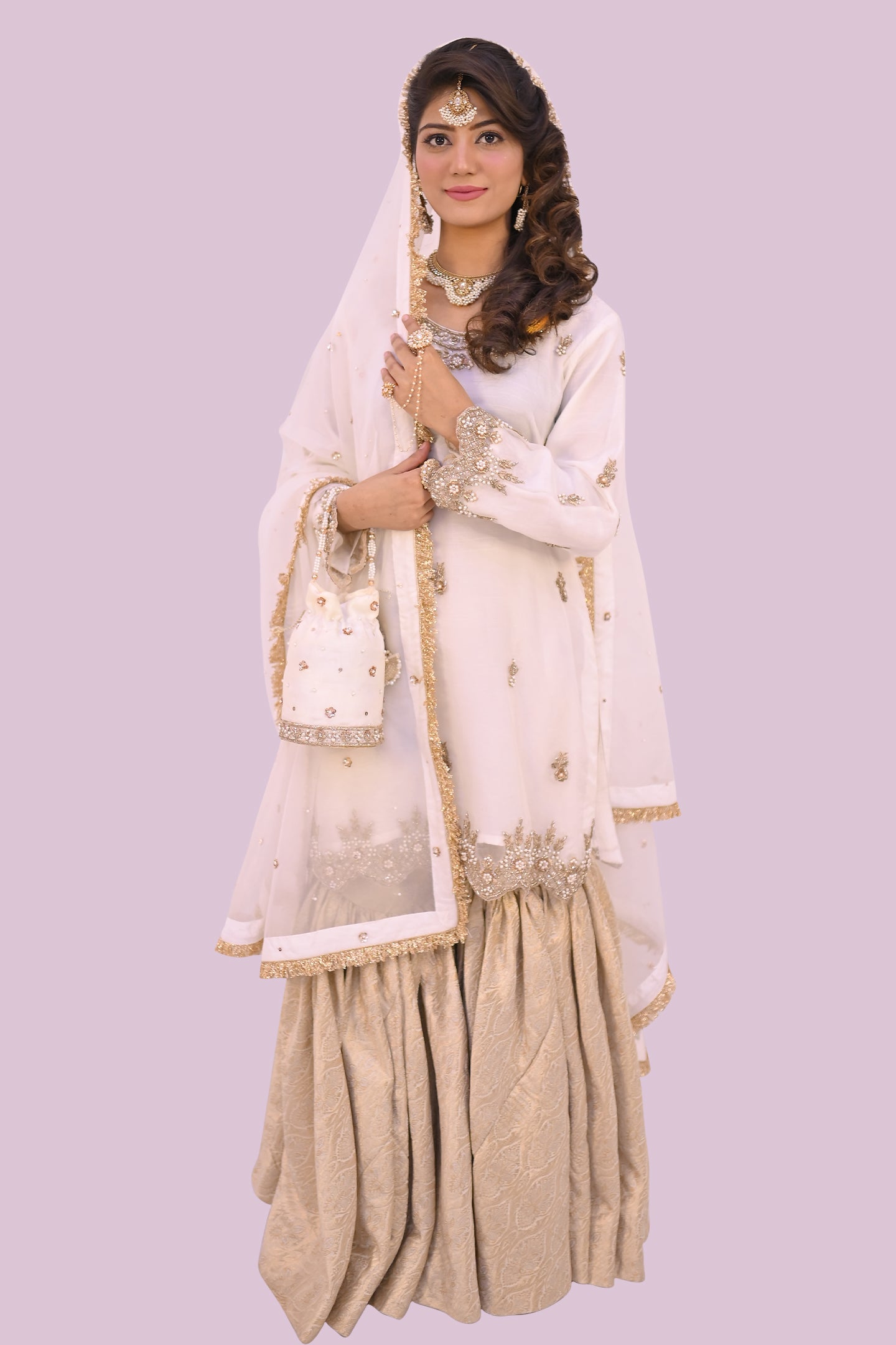LUXURY women 3 piece  shirt dupatta & garara
