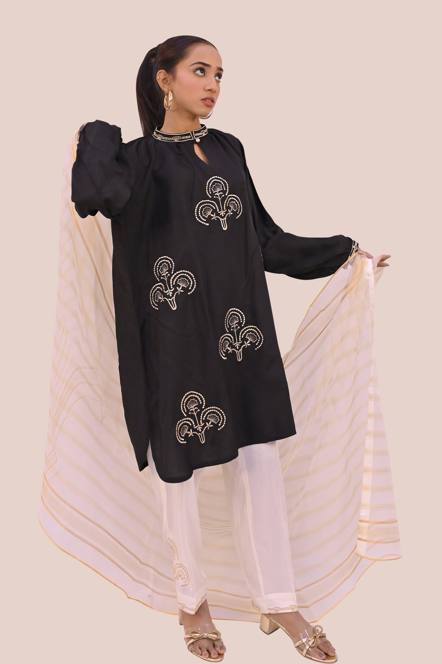 semiformal 3 piece shirt dupatta & trouser