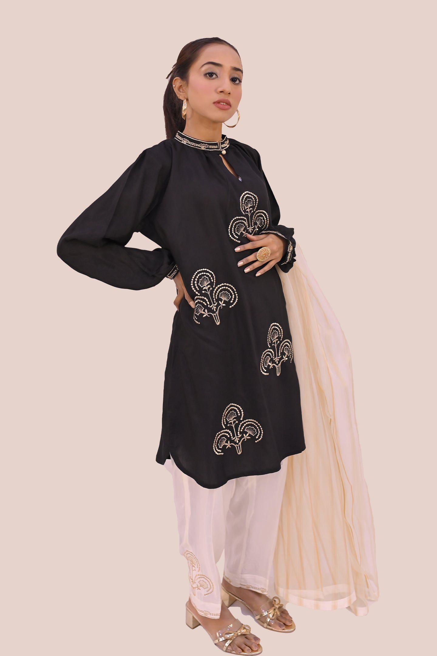 semiformal 3 piece shirt dupatta & trouser