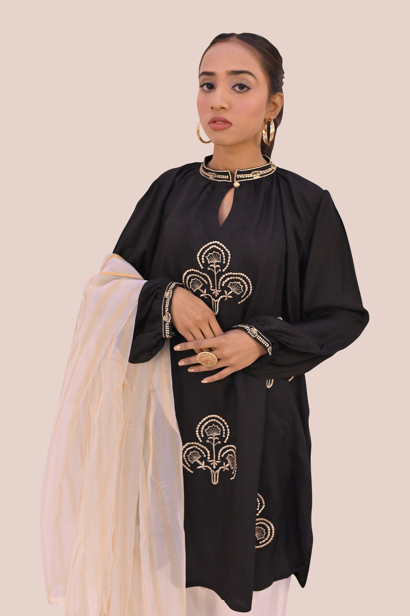 semiformal 3 piece shirt dupatta & trouser