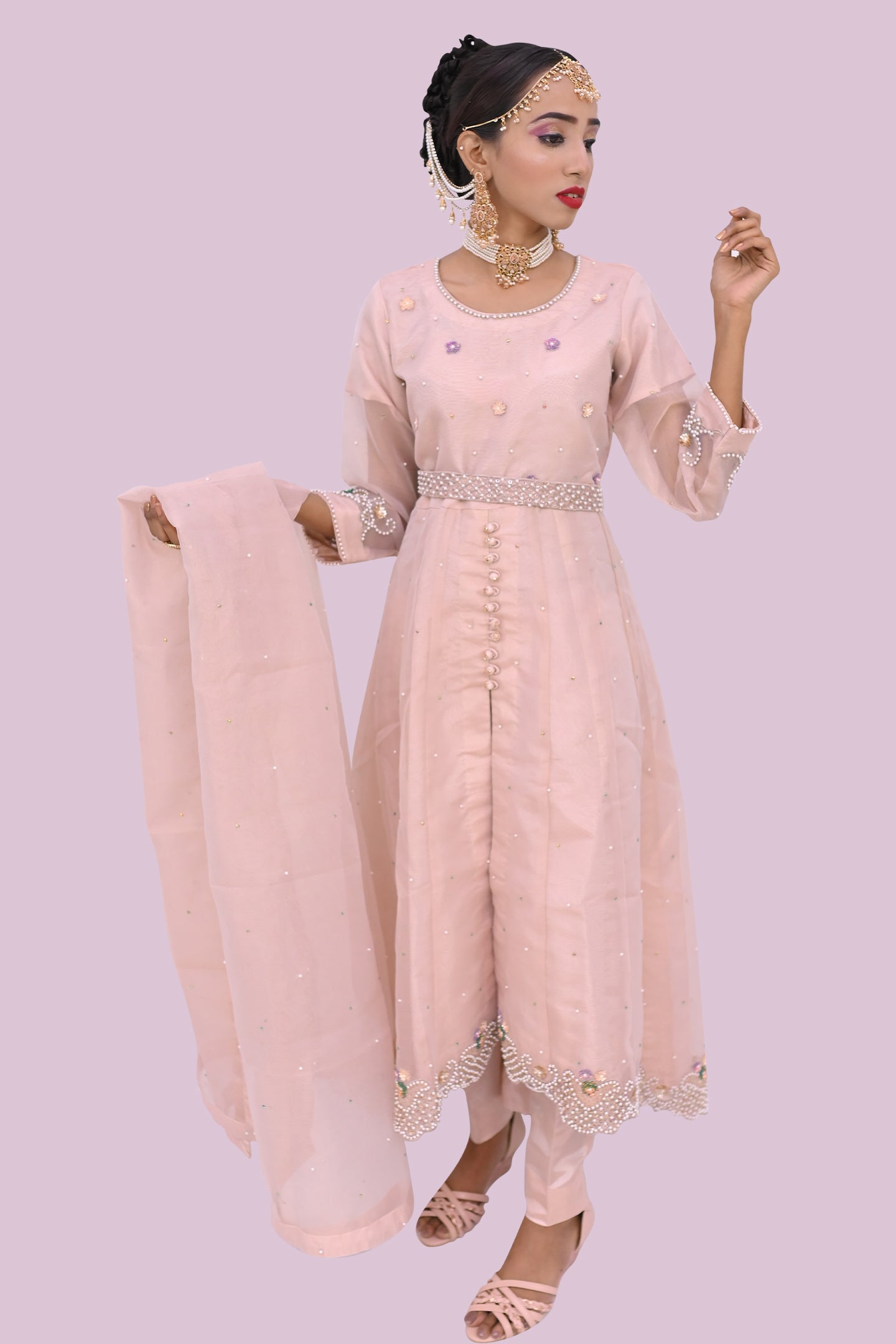 formal 3 piece frok dupatta and trouser