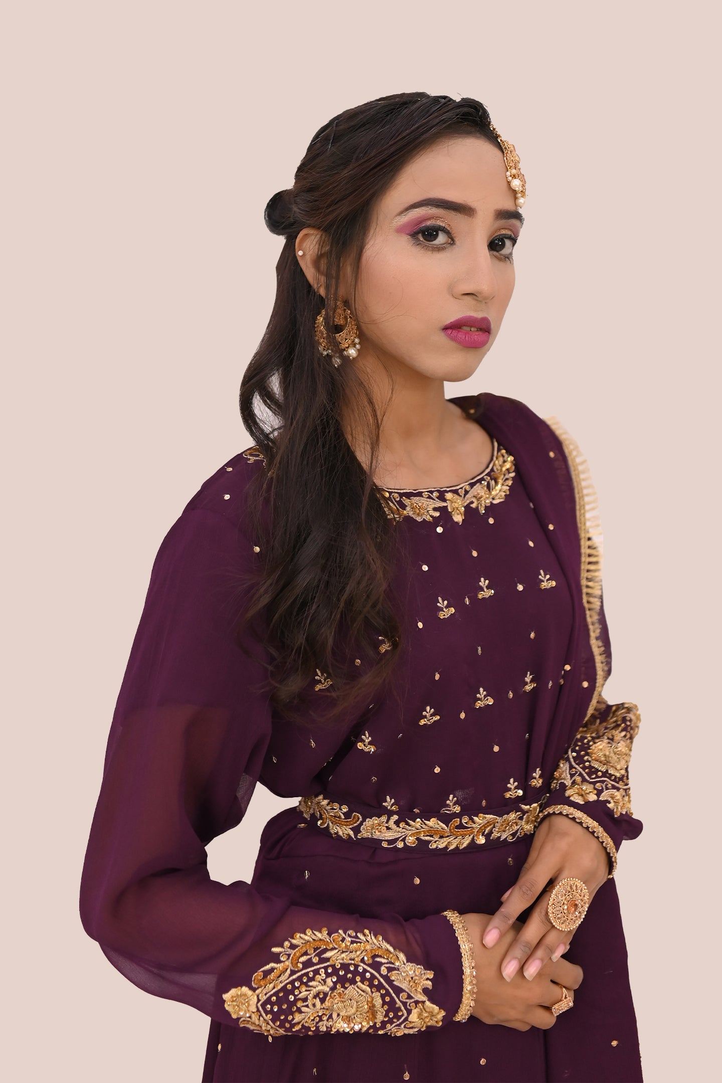 LUXURY women 3 piece long frock dupatta & trouser