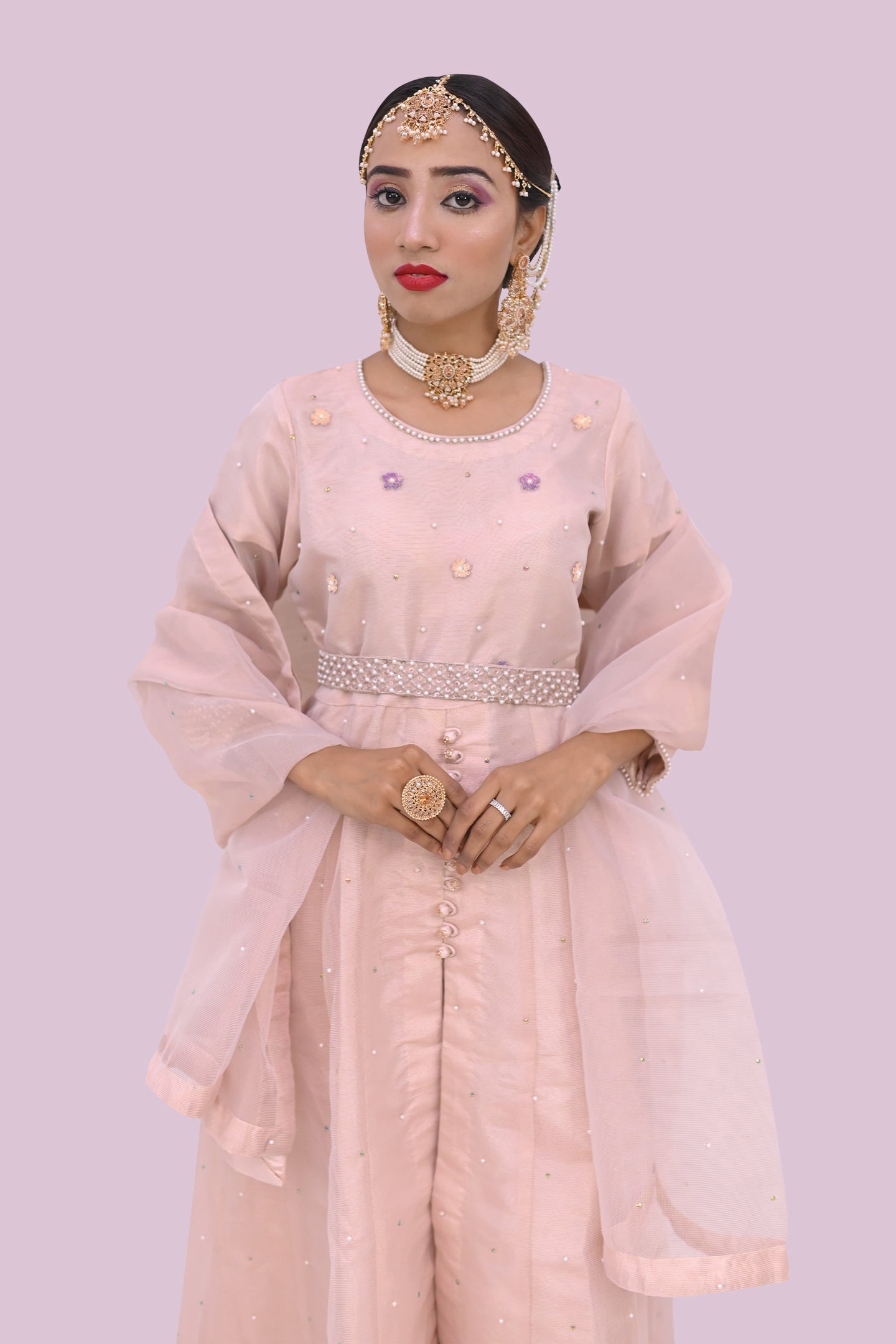 LUXURY women 3 piece long frock dupatta & trouser