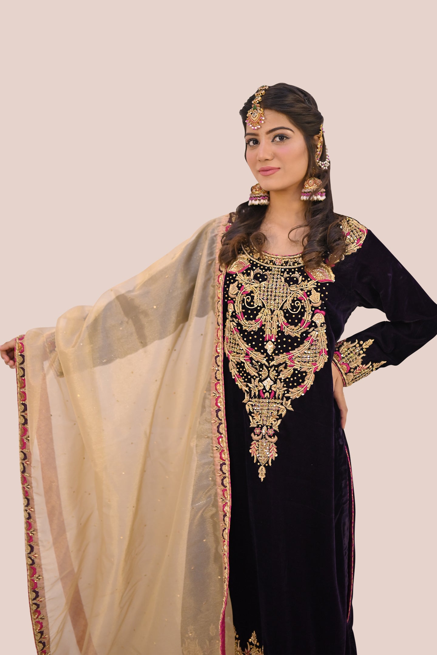 LUXURY women 3 piece  frok dupatta & plazo