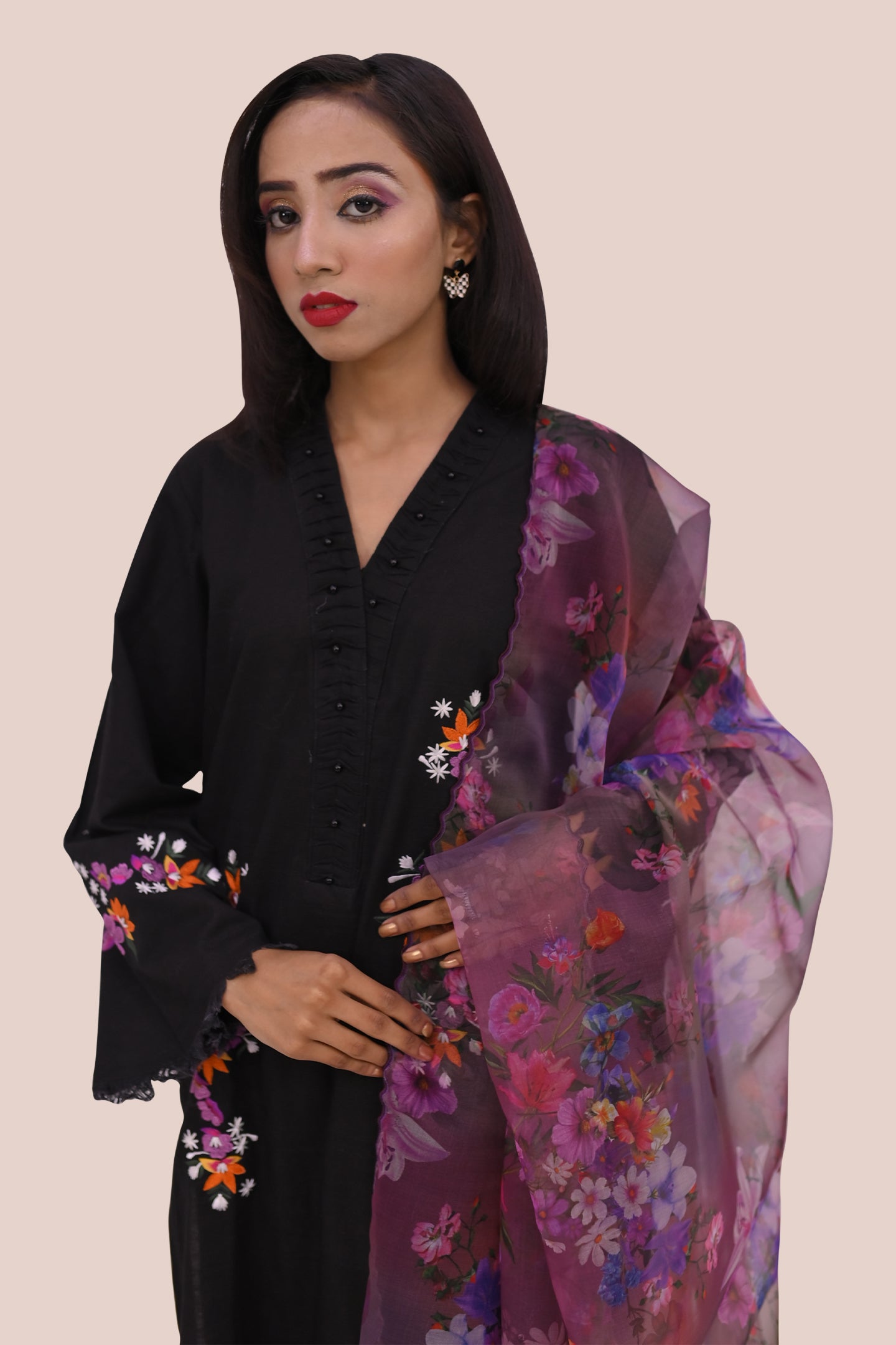 semiformal 3 piece shirt dupatta & trouser