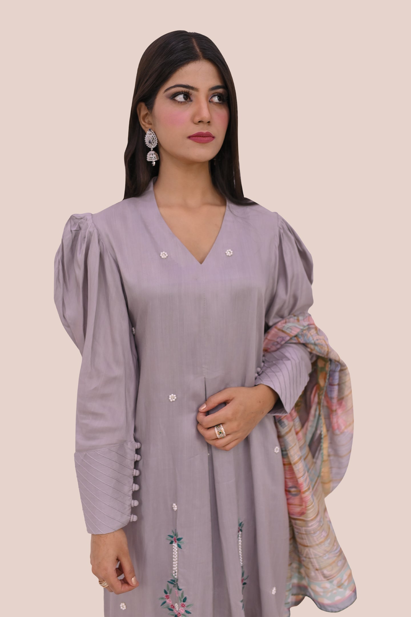 semiformal 3 piece shirt dupatta & trouser