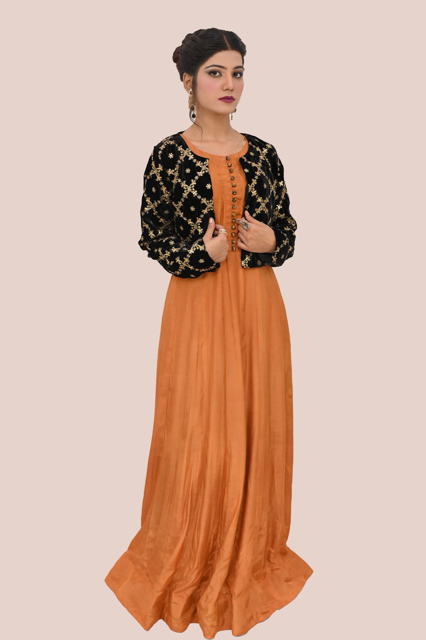 formal 2 piece long frock & trouser along with short coat
