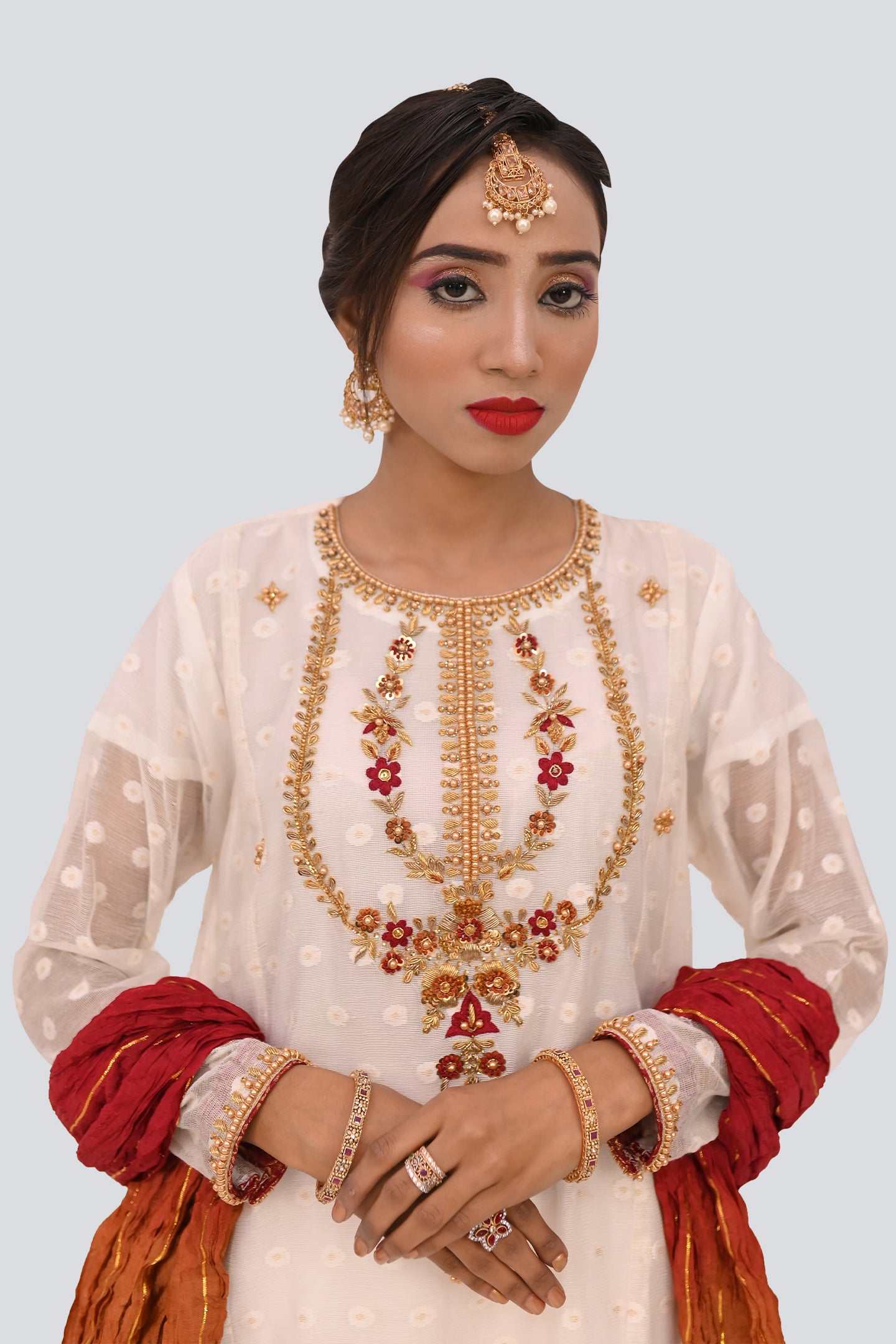 formal 3 piece frock dupatta & trouser