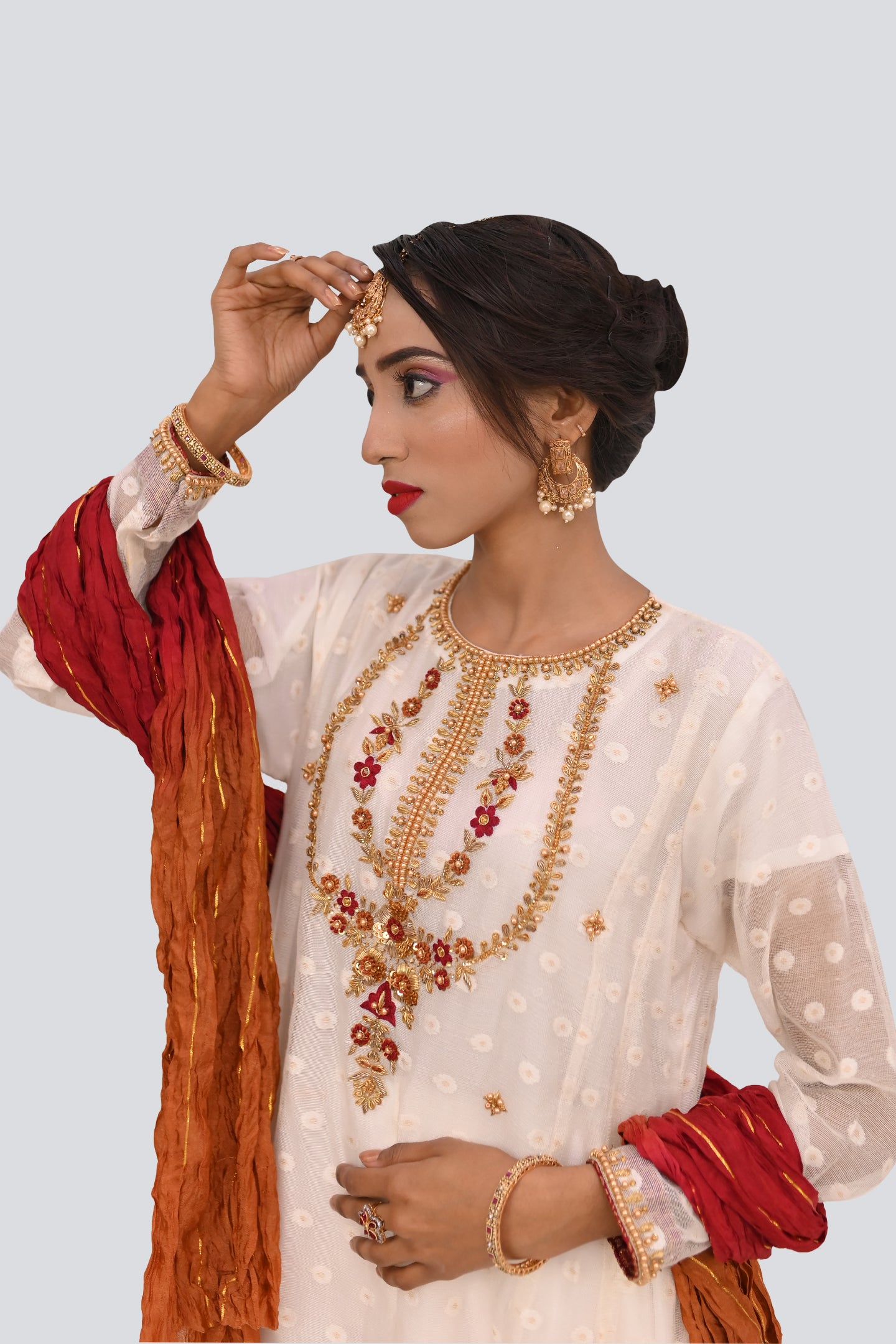 formal 3 piece frock dupatta & trouser