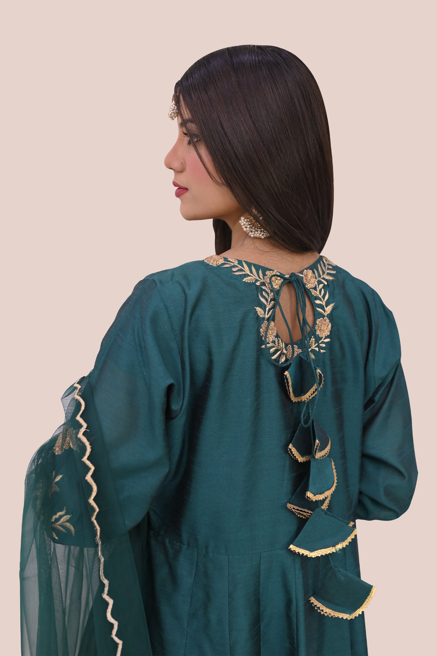 formal 3 piece long frock straight trouser and dupatta