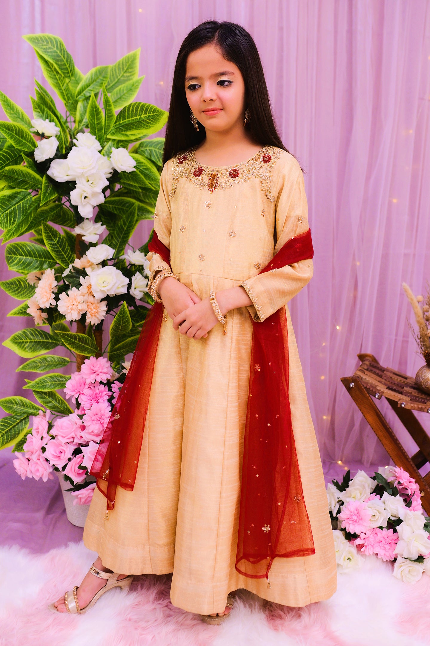 formal 2 piece long maxi & dupatta