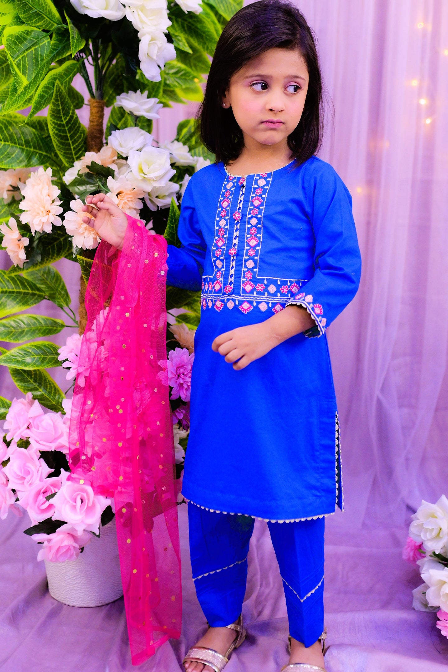 semi-formal 3 oiece shirt dupatta & trouser